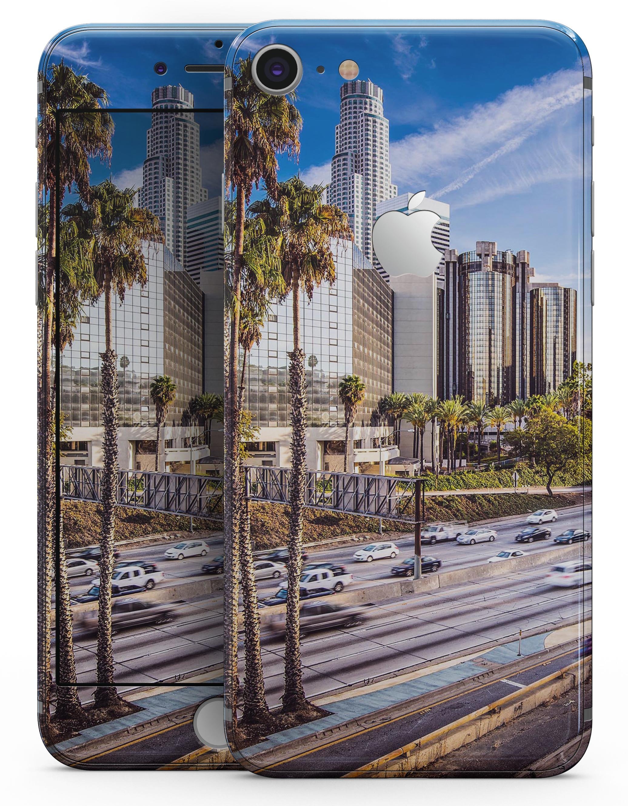 Downtown LA Life Skin-kit for iPhone 8 and 8 Plus, showcasing stylish design and premium vinyl material.