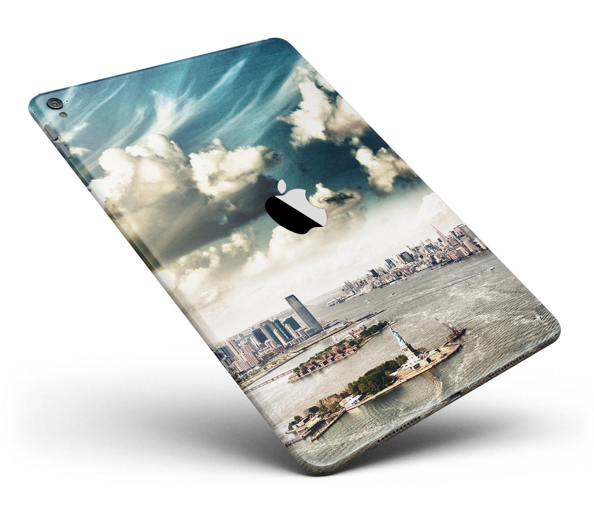 Drama NYC Full Body Skin for iPad Pro in glossy finish, showcasing vibrant design and precise cutouts for ports and buttons.