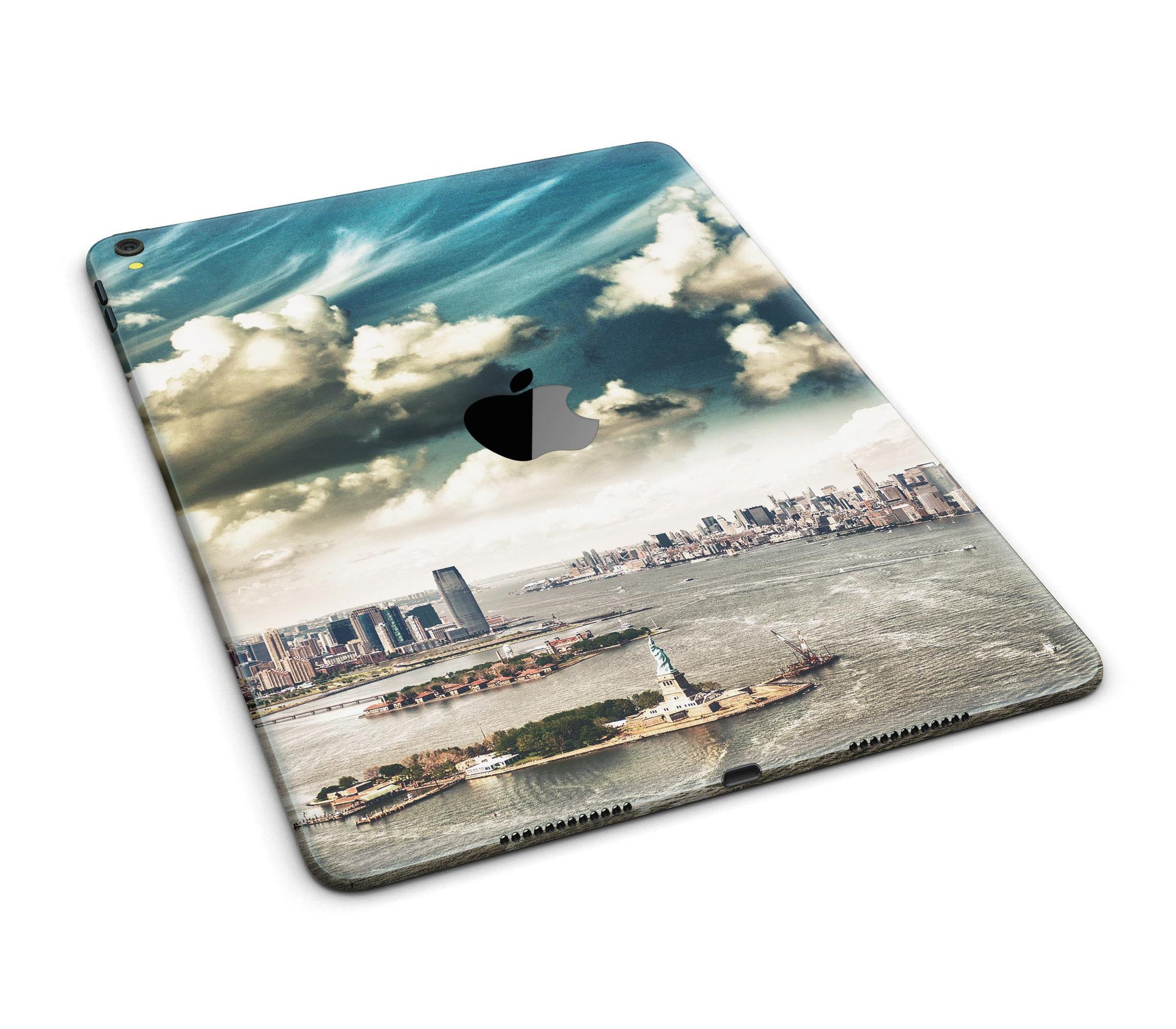 Drama NYC Full Body Skin for iPad Pro in glossy finish, showcasing vibrant design and precise cutouts for ports and buttons.