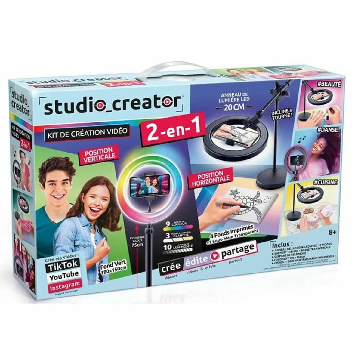 Box for a video creation kit.