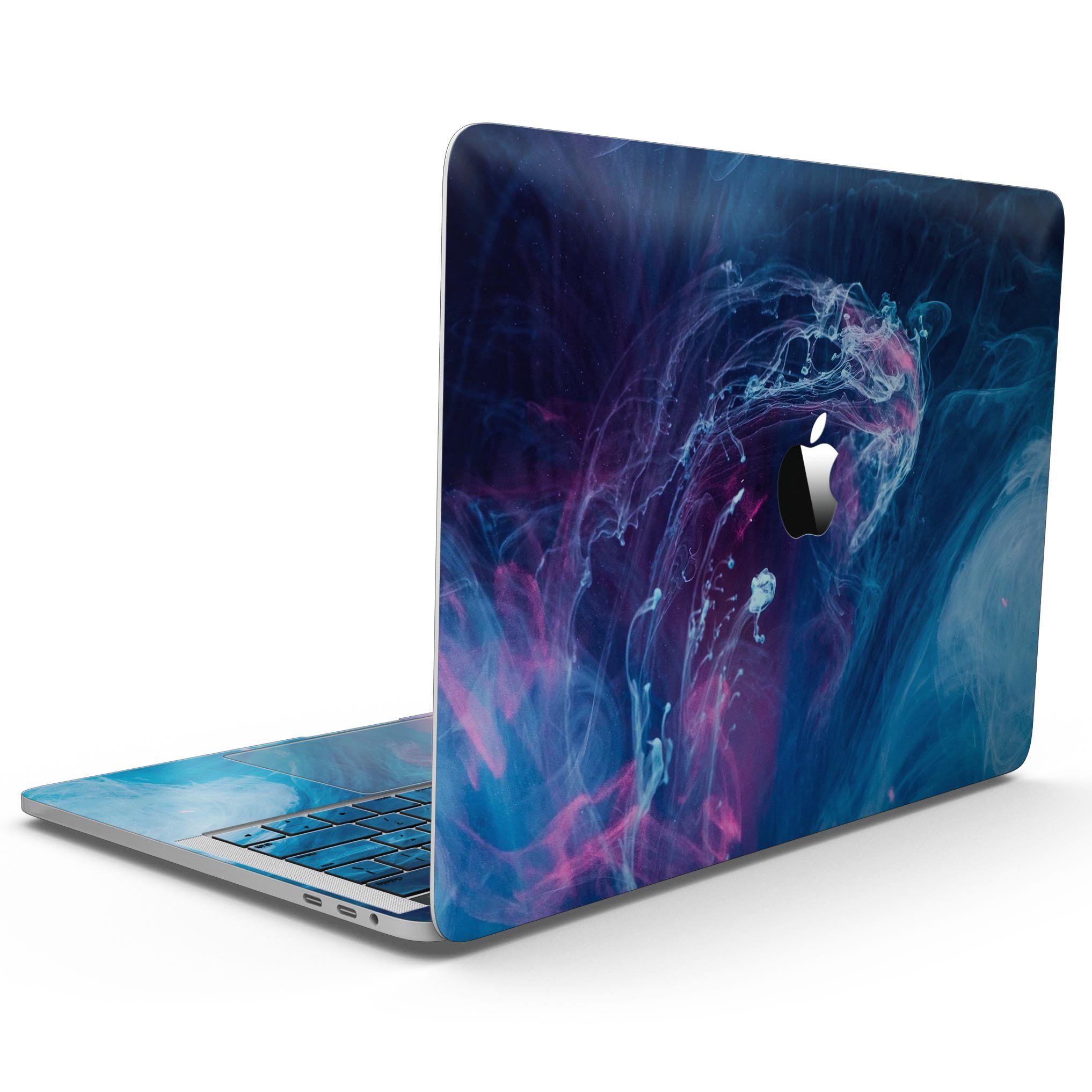 Dream Blue Cloud skin kit for MacBook Pro with Touch Bar, showcasing a vibrant blue cloud design on premium vinyl.
