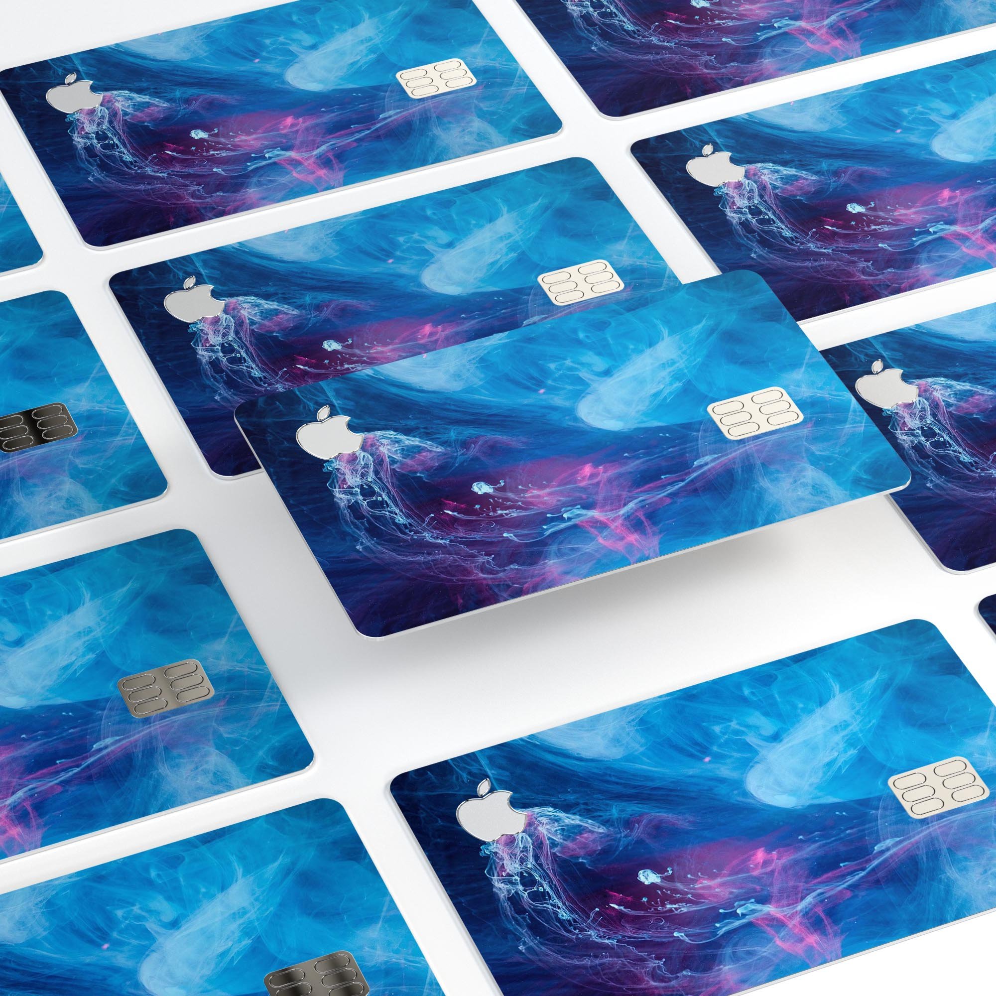 Dream Blue Cloud decal skin-kit for Apple Card, showcasing premium vinyl design and bubble-free installation features.