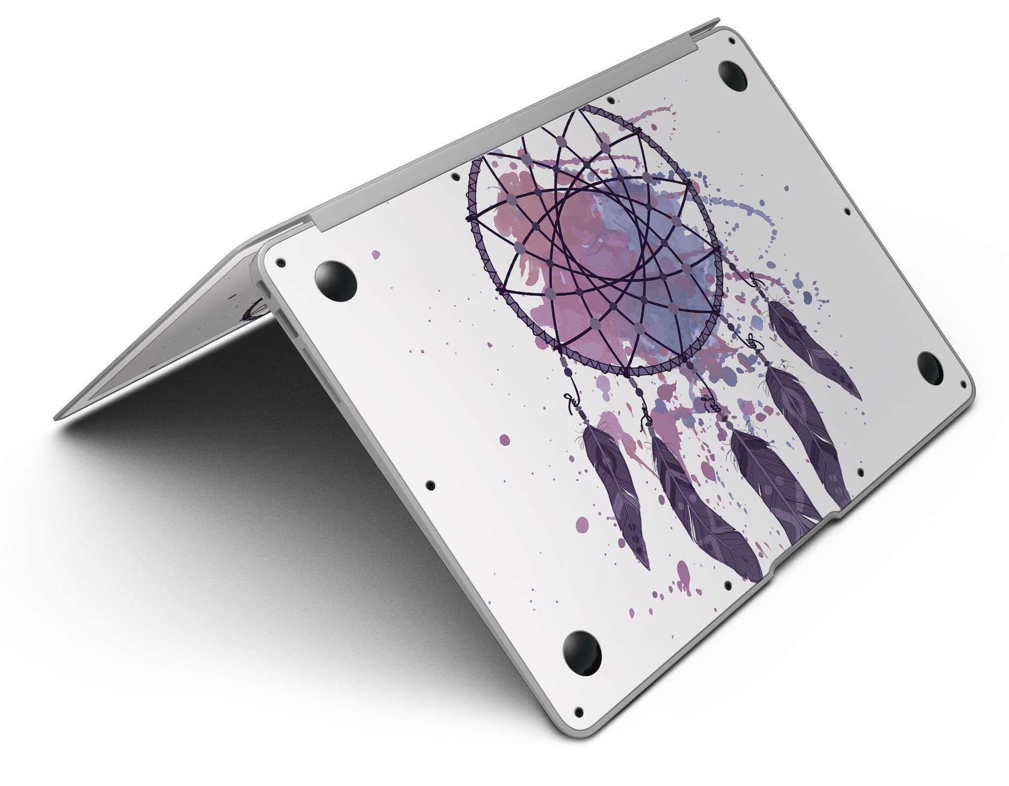 Dreamcatcher Splatter MacBook Air Skin Kit showcasing vibrant splatter design on a sleek MacBook Air.