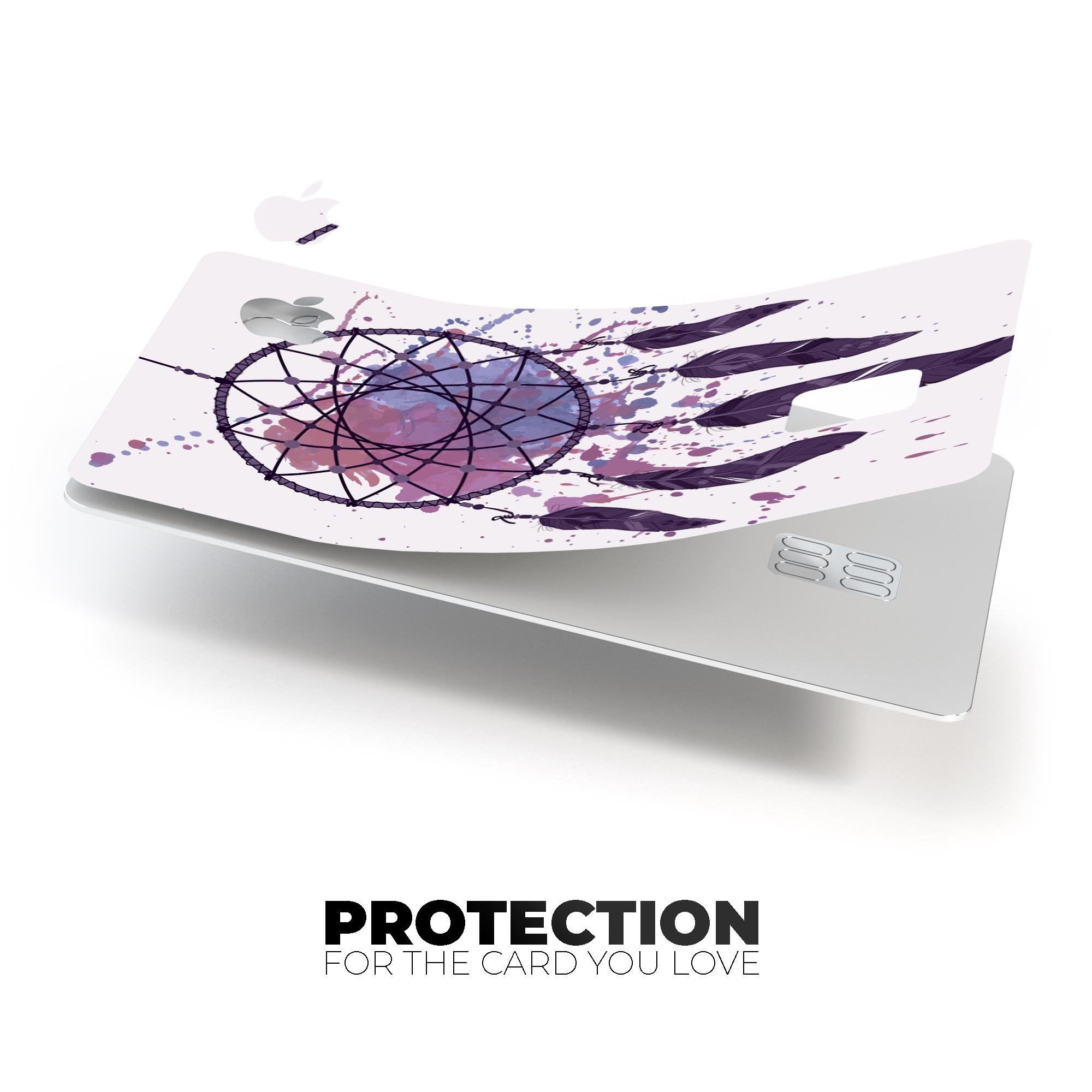 Dreamcatcher Splatter decal skin for Apple Card, showcasing vibrant colors and premium vinyl material.