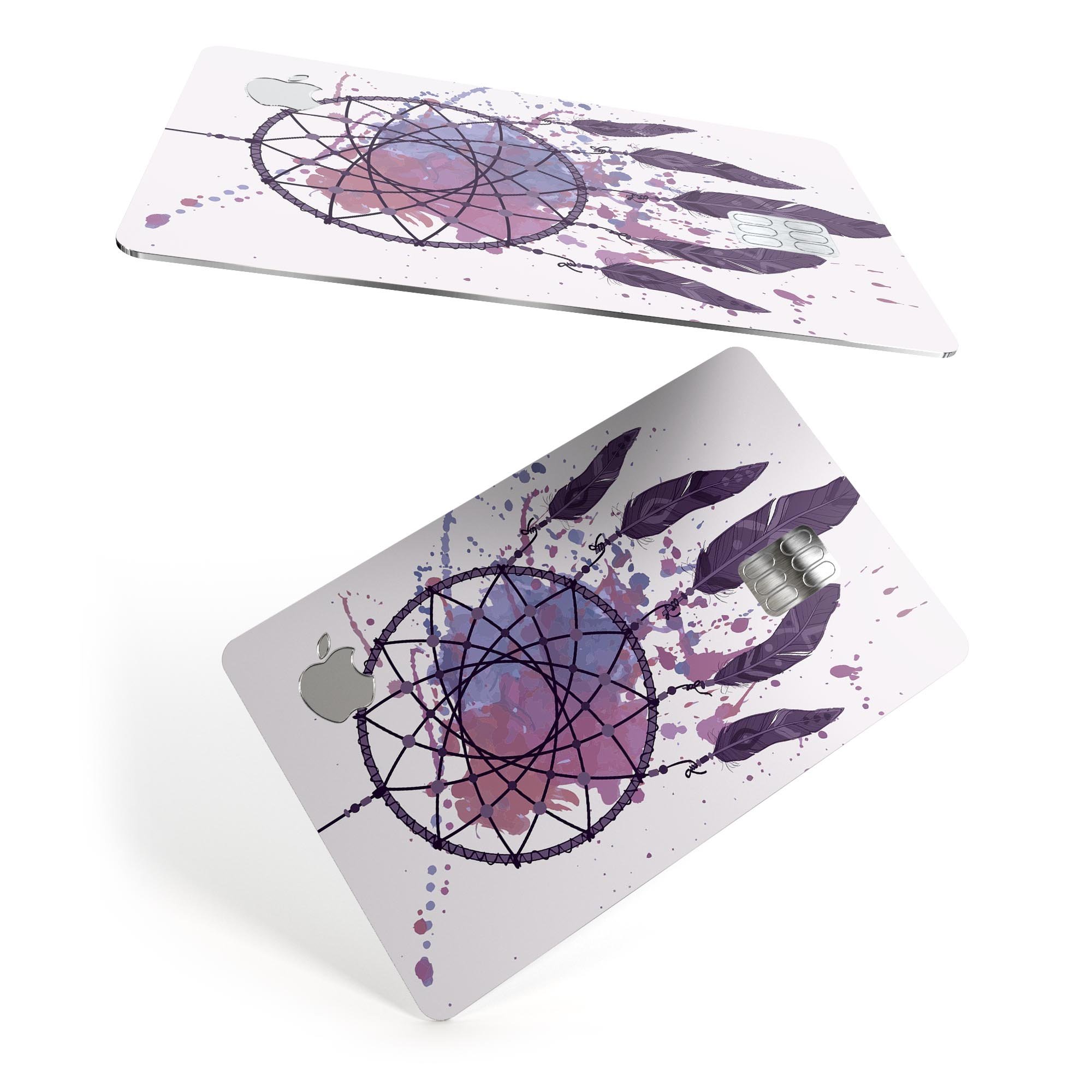Dreamcatcher Splatter decal skin for Apple Card, showcasing vibrant colors and premium vinyl material.
