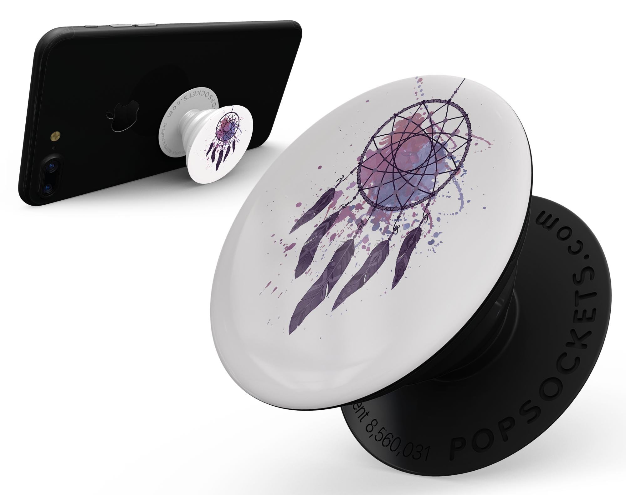 Dreamcatcher Splatter Skin Kit for PopSockets featuring vibrant colors and unique design on a smartphone grip.