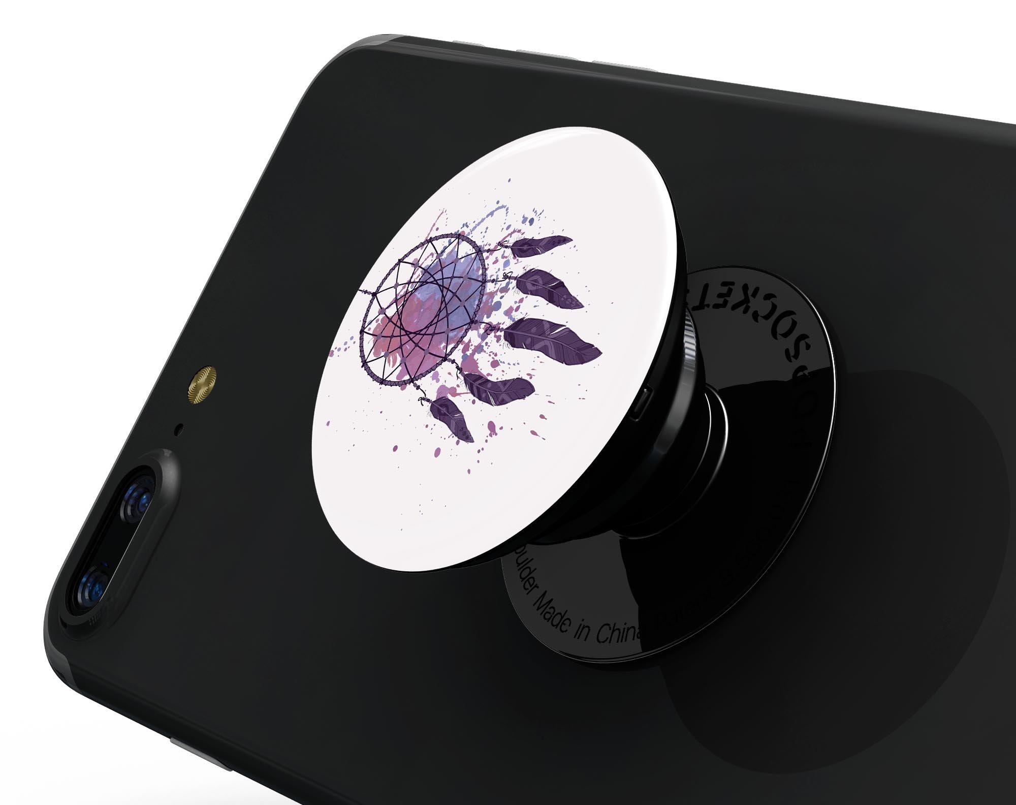 Dreamcatcher Splatter Skin Kit for PopSockets featuring vibrant colors and unique design on a smartphone grip.