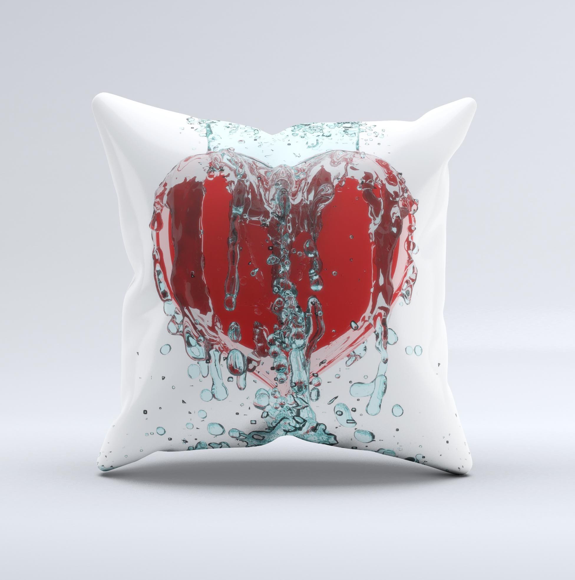 Drenched 3D Icon ink-Fuzed Decorative Throw Pillow featuring vibrant colors and unique handcrafted design.