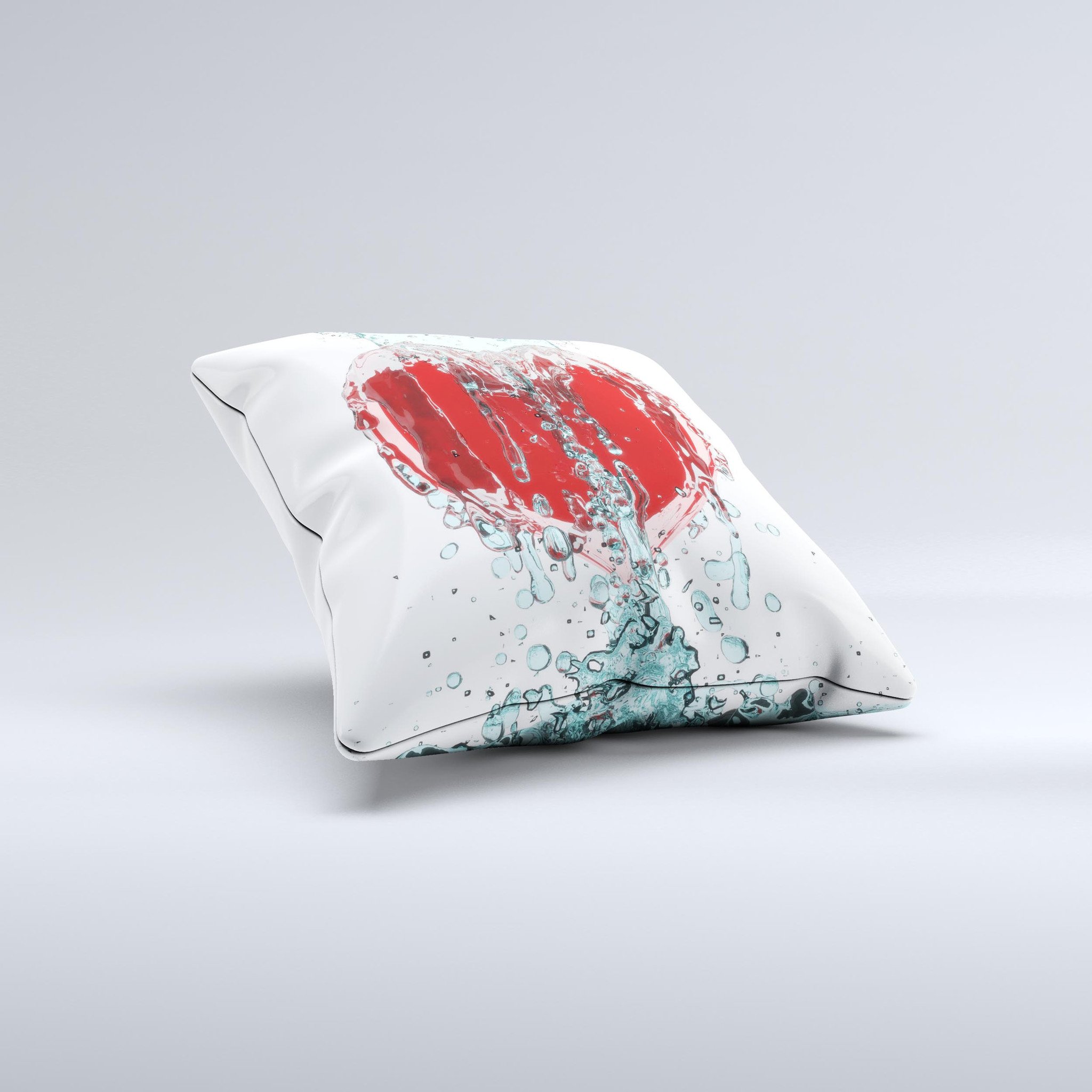 Drenched 3D Icon ink-Fuzed Decorative Throw Pillow featuring vibrant colors and unique handcrafted design.