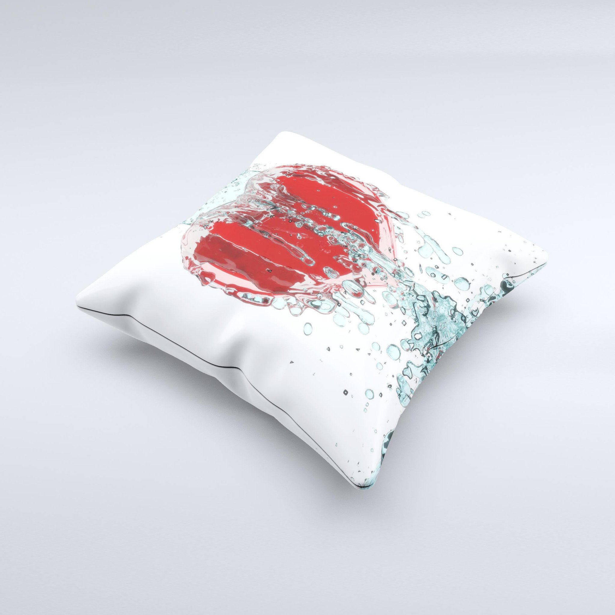 Drenched 3D Icon ink-Fuzed Decorative Throw Pillow featuring vibrant colors and unique handcrafted design.