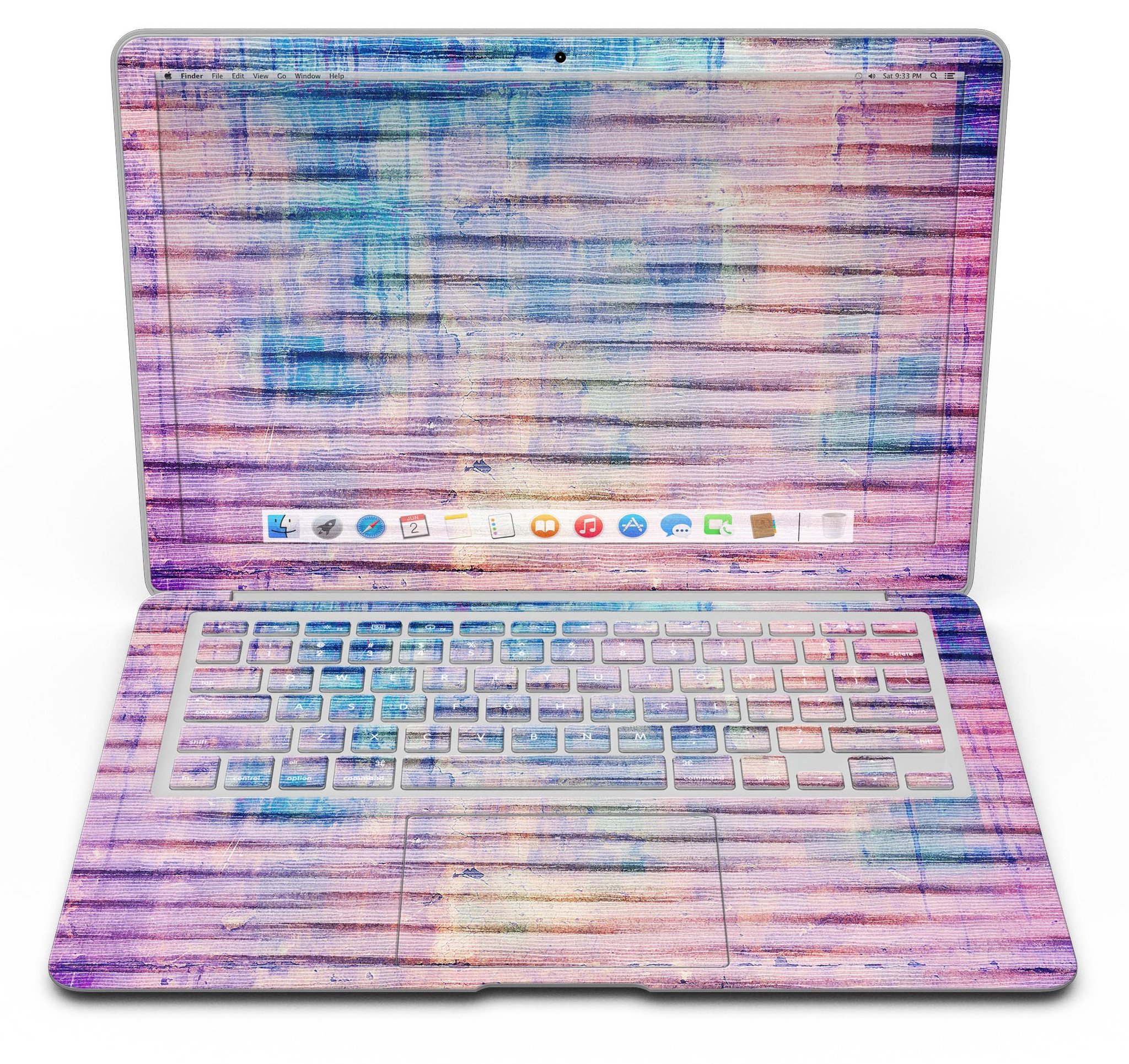Dripping Blue Paint Skin Kit for MacBook Air, showcasing vibrant blue paint design on a sleek laptop surface.