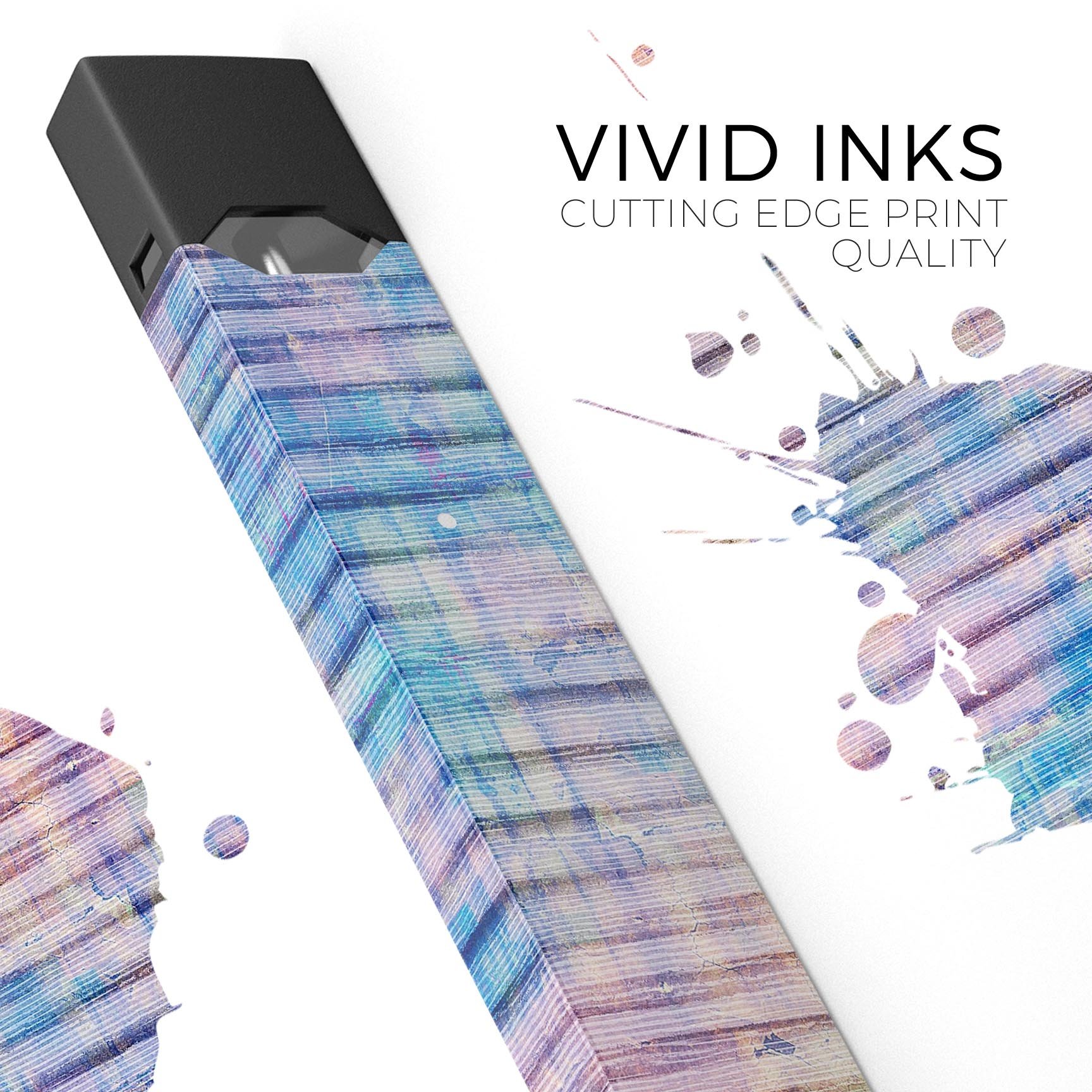 Dripping Blue Paint skin-wrap sticker for JUUL vaping device, showcasing vibrant colors and precise cut.