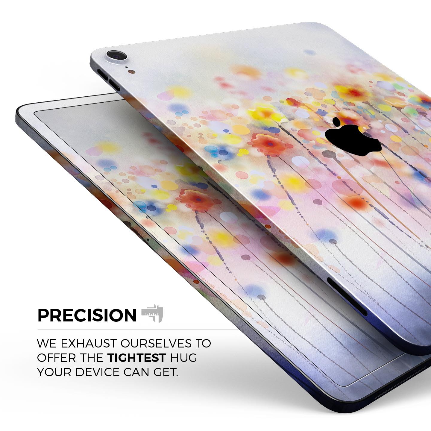 Drizzle Watercolor Flowers V1 skin decal for Apple device, showcasing vibrant floral design and premium 3M material.