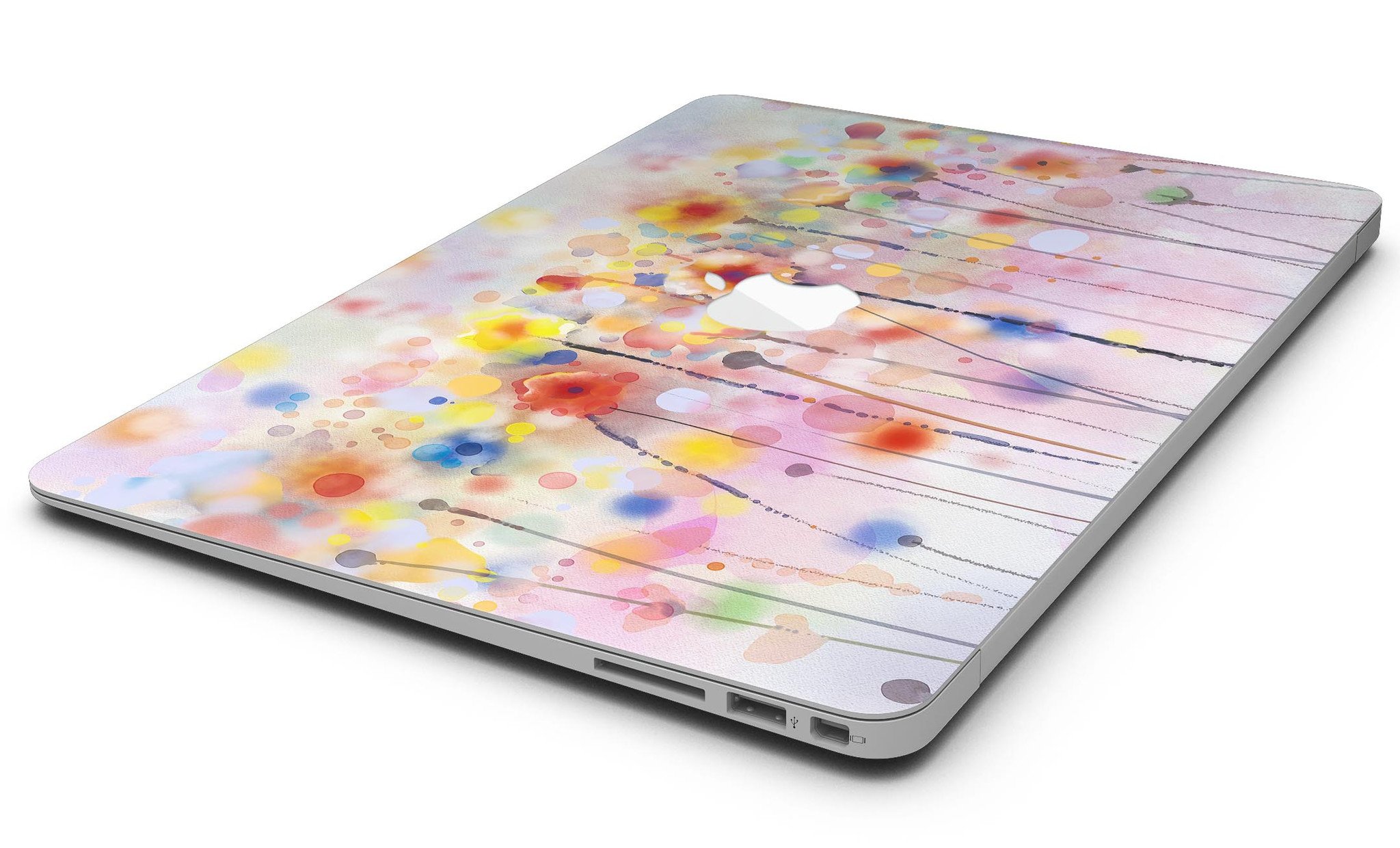 Drizzle Watercolor Flowers V1 MacBook Air Skin Kit showcasing vibrant floral design on a sleek MacBook Air.