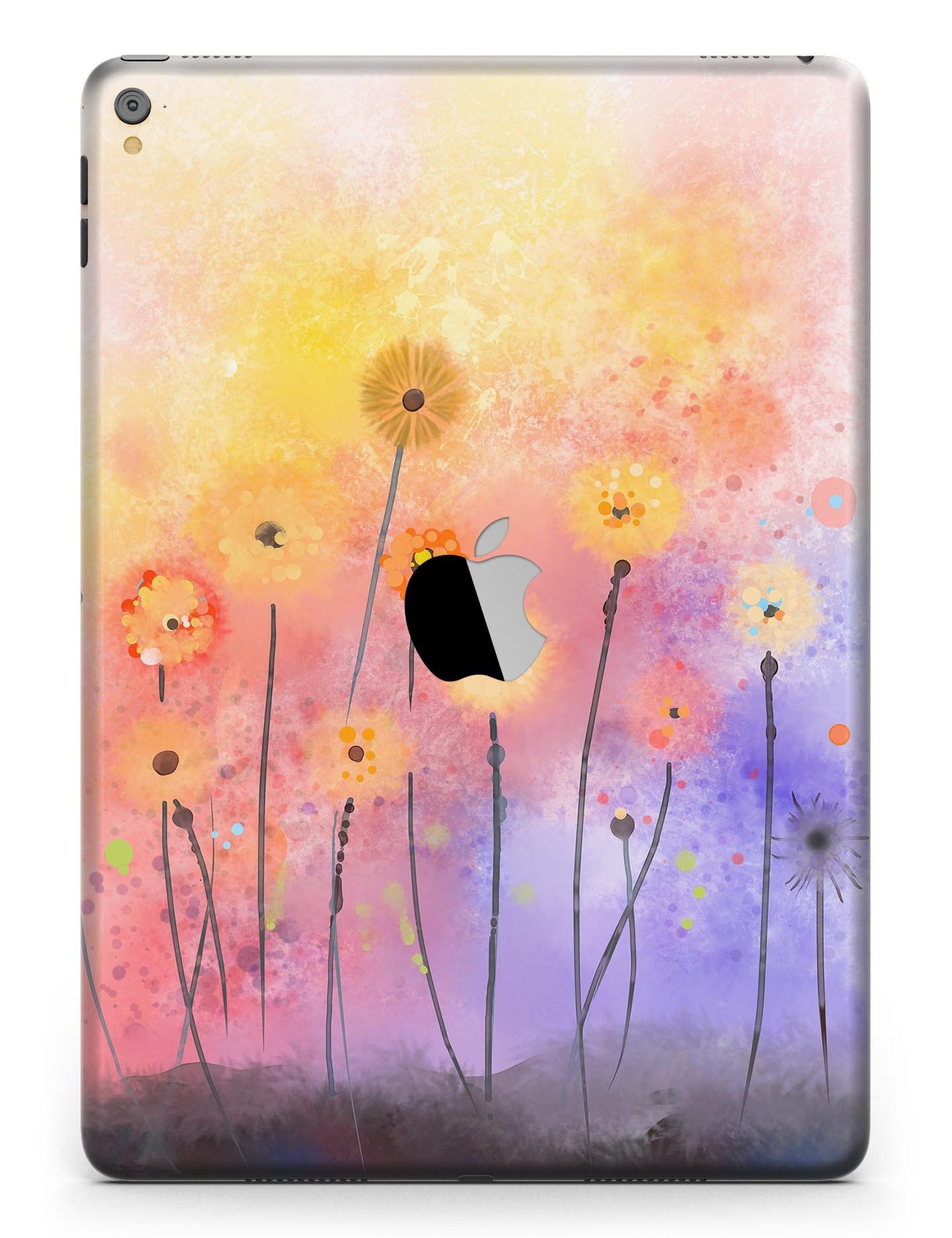 Drizzle Watercolor Flowers V2 Full Body Skin for iPad Pro, showcasing vibrant floral design and premium vinyl material.