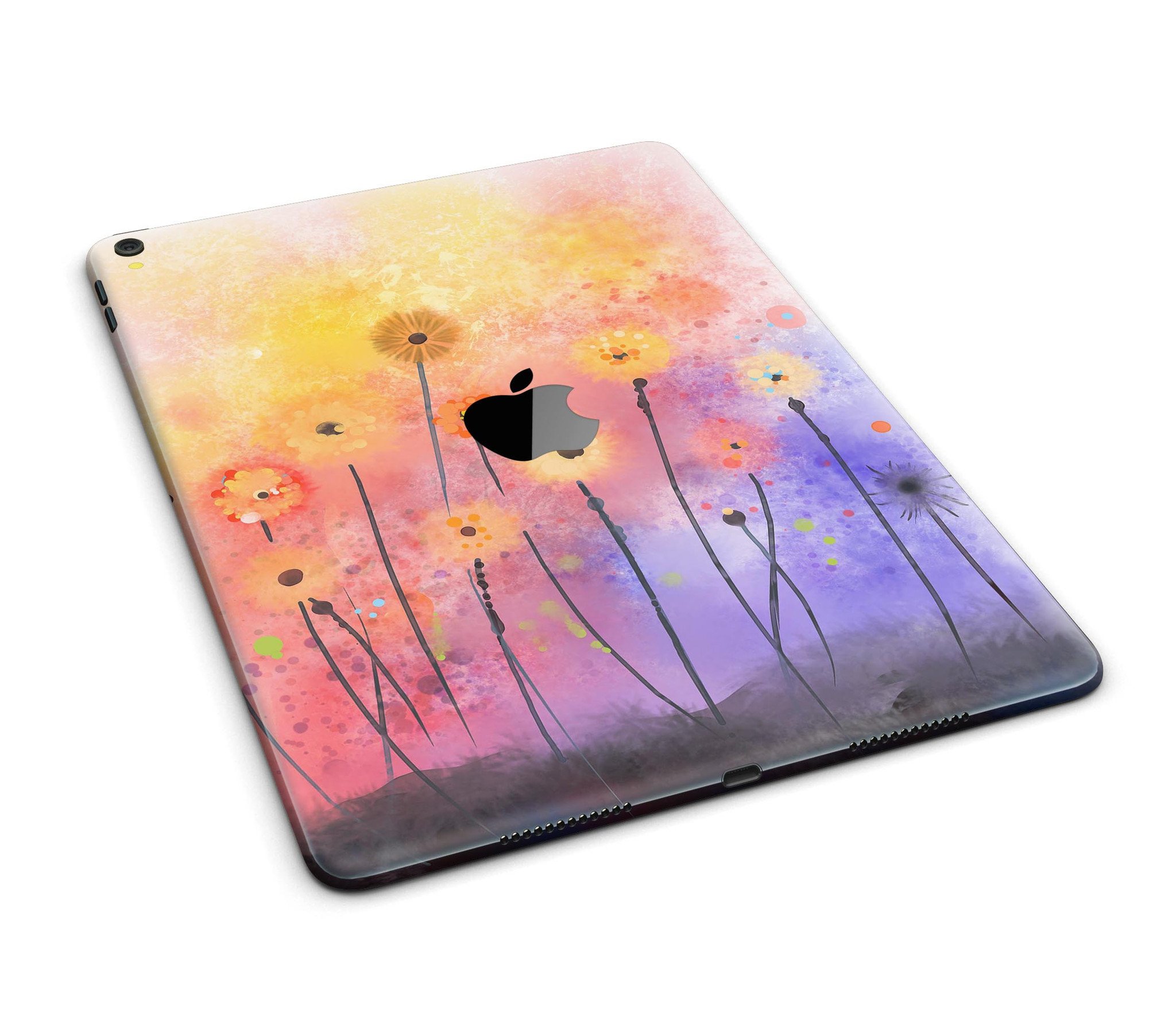 Drizzle Watercolor Flowers V2 Full Body Skin for iPad Pro, showcasing vibrant floral design and premium vinyl material.