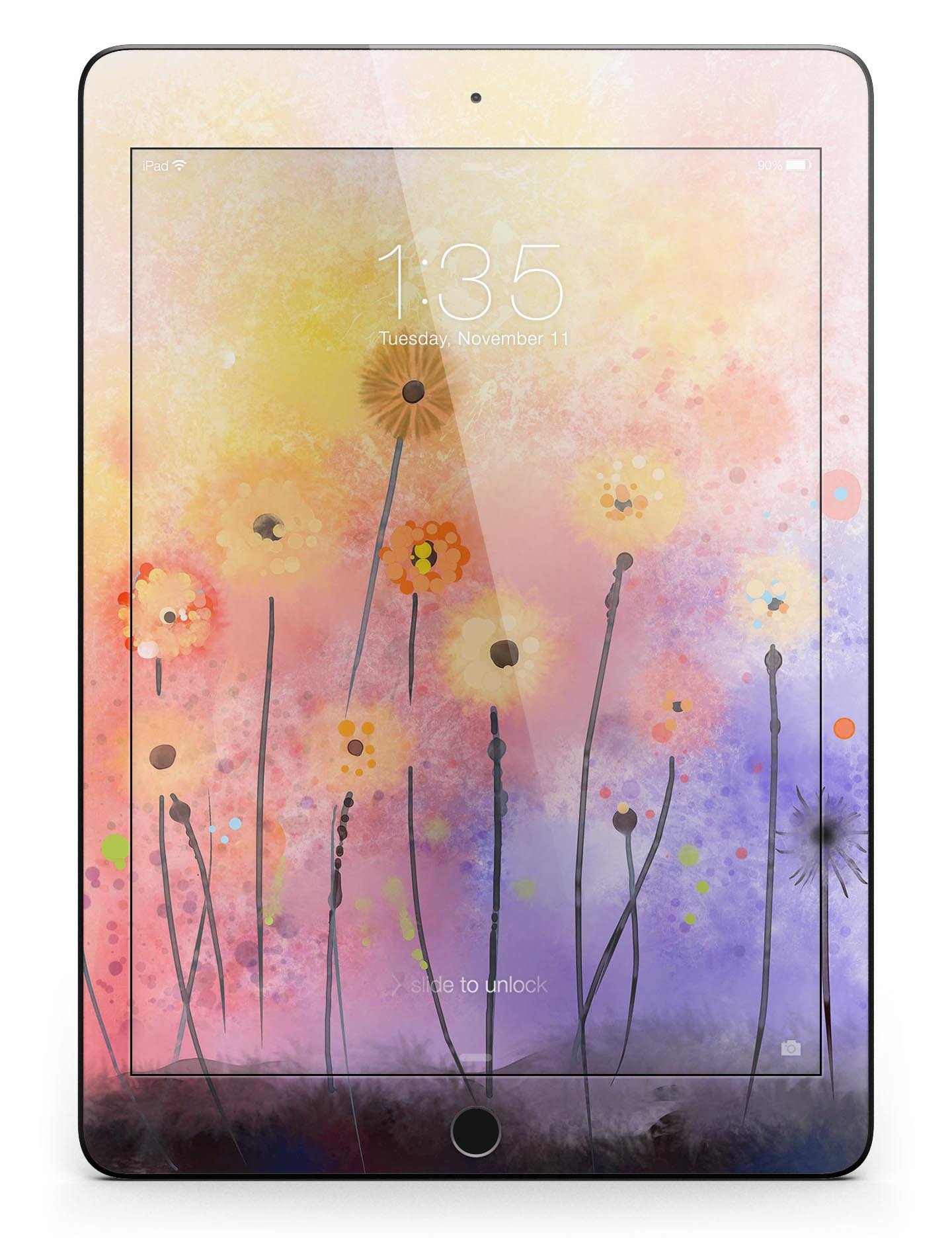 Drizzle Watercolor Flowers V2 Full Body Skin for iPad Pro, showcasing vibrant floral design and premium vinyl material.