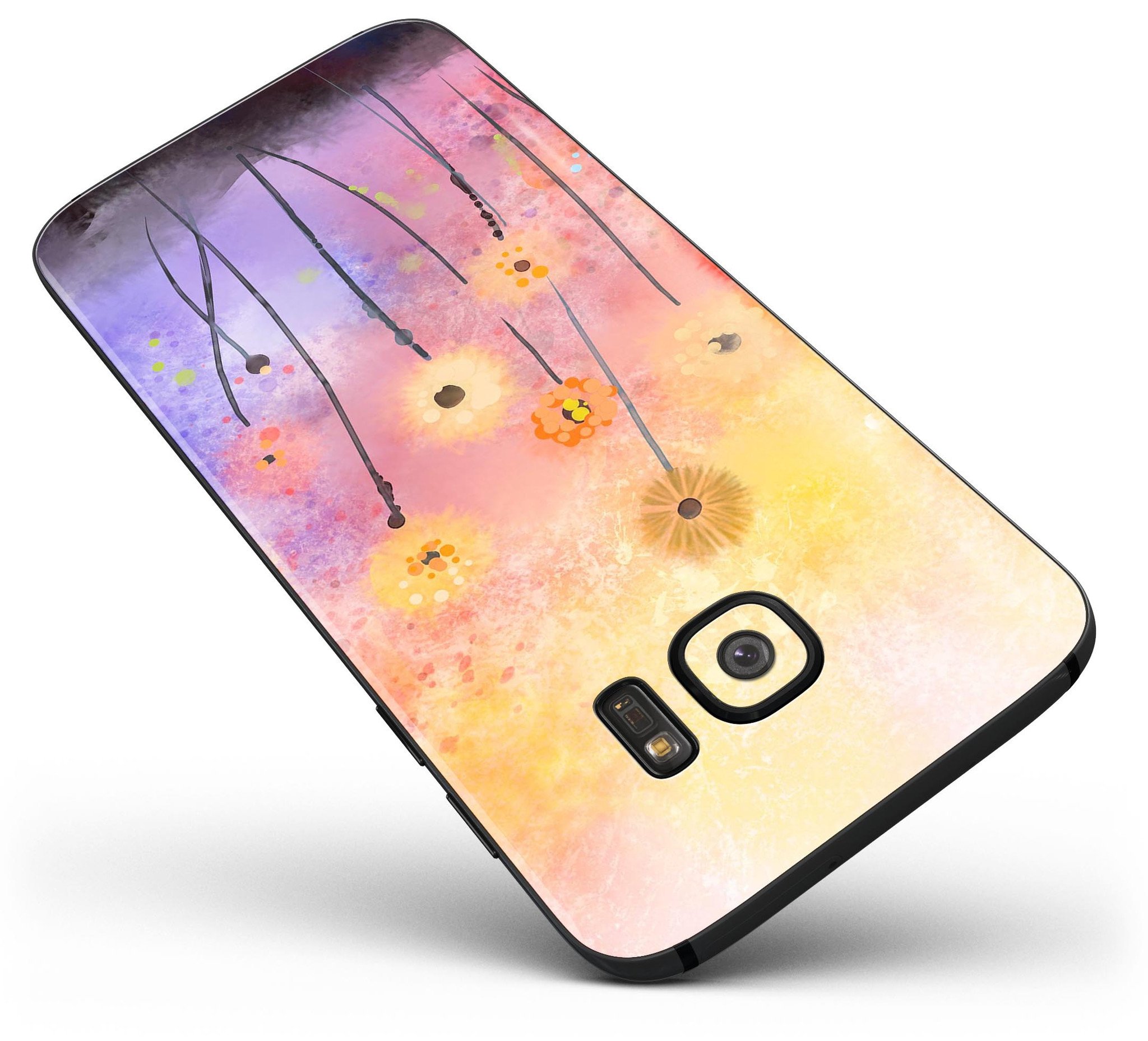 Drizzle Watercolor Flowers V2 skin for Samsung Galaxy S7/S7 Edge, showcasing vibrant floral design and premium vinyl material.