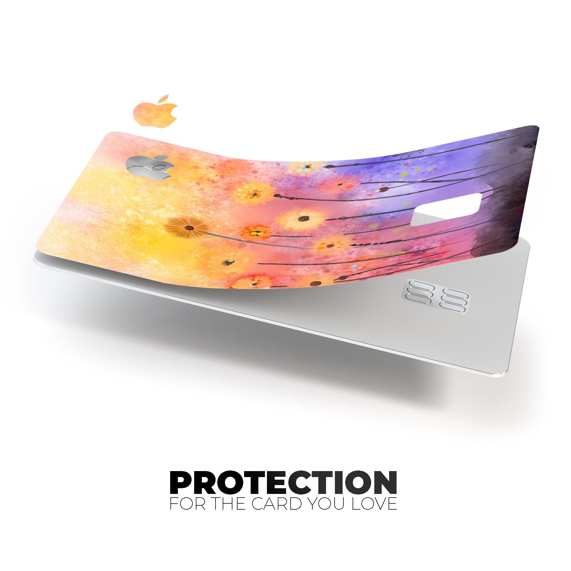 Drizzle Watercolor Flowers V2 decal skin for Apple Card, showcasing vibrant floral design and premium finish.