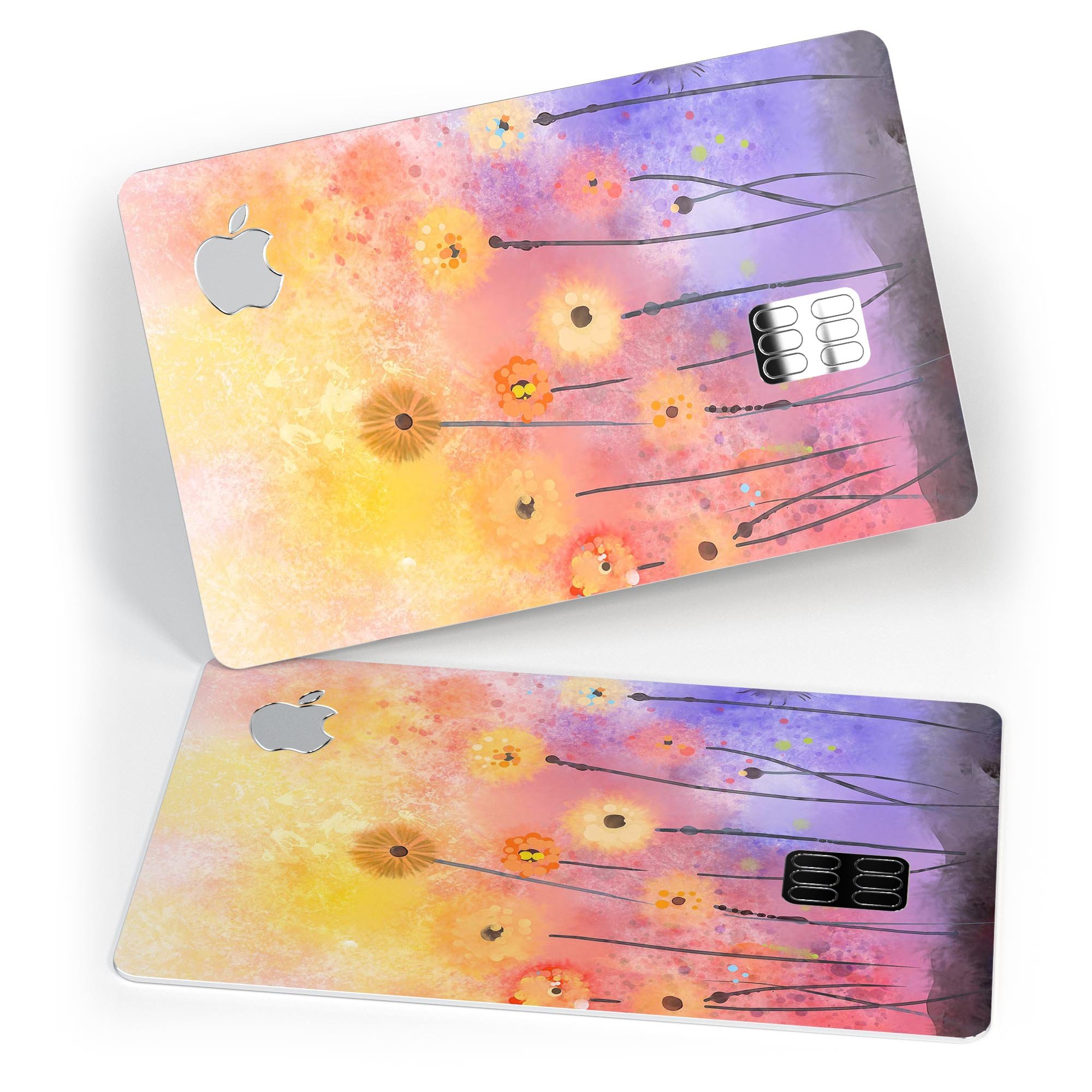 Drizzle Watercolor Flowers V2 decal skin for Apple Card, showcasing vibrant floral design and premium finish.
