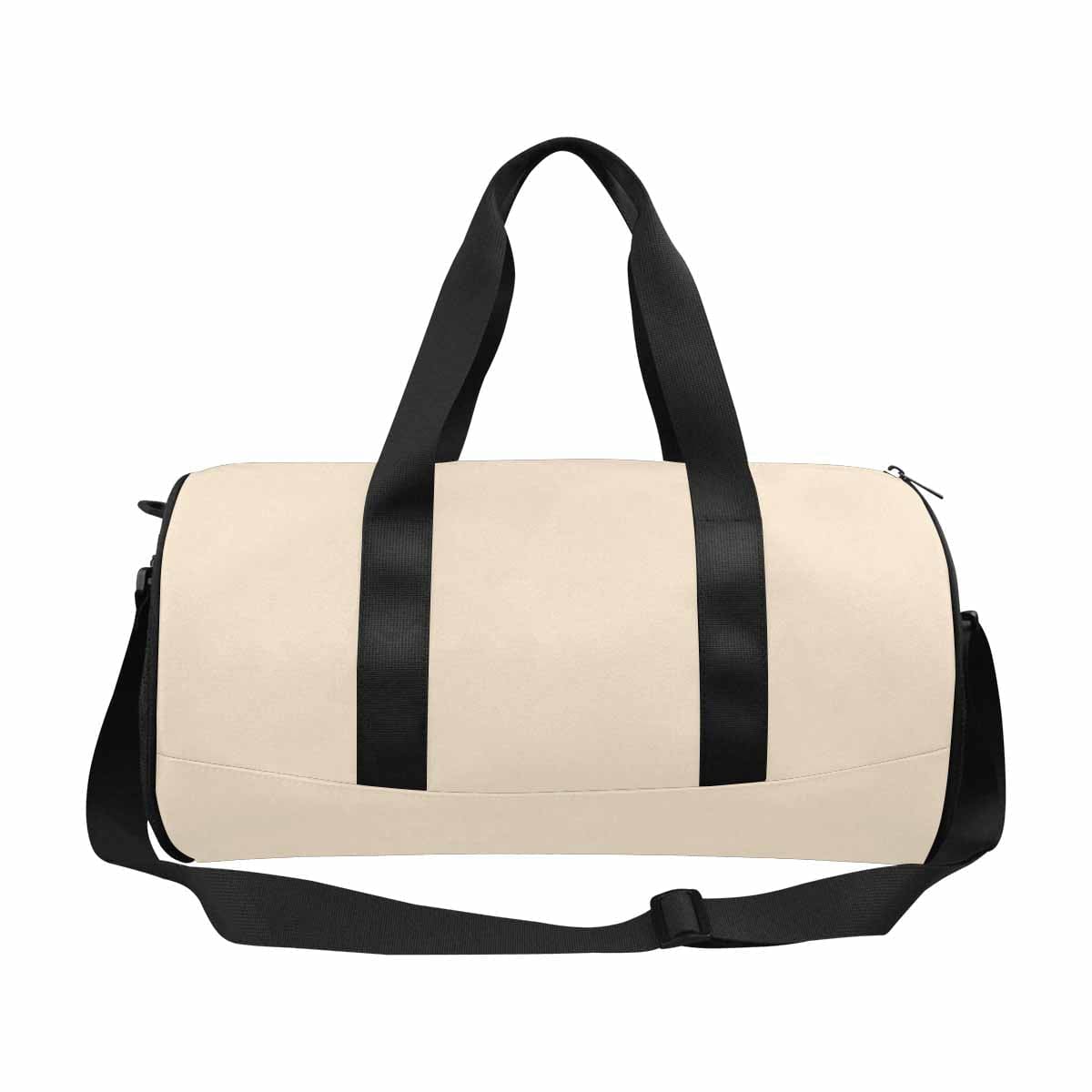 Champagne Beige Duffel Bag showcasing its spacious design and waterproof fabric, ideal for travel and outdoor activities.