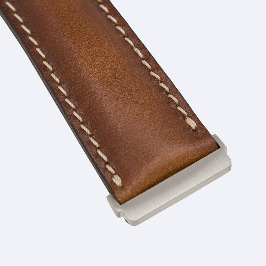 Dundee Classic FitBit Leather Watch Straps in premium full-grain leather with polished stainless-steel buckle, showcasing elegant design.