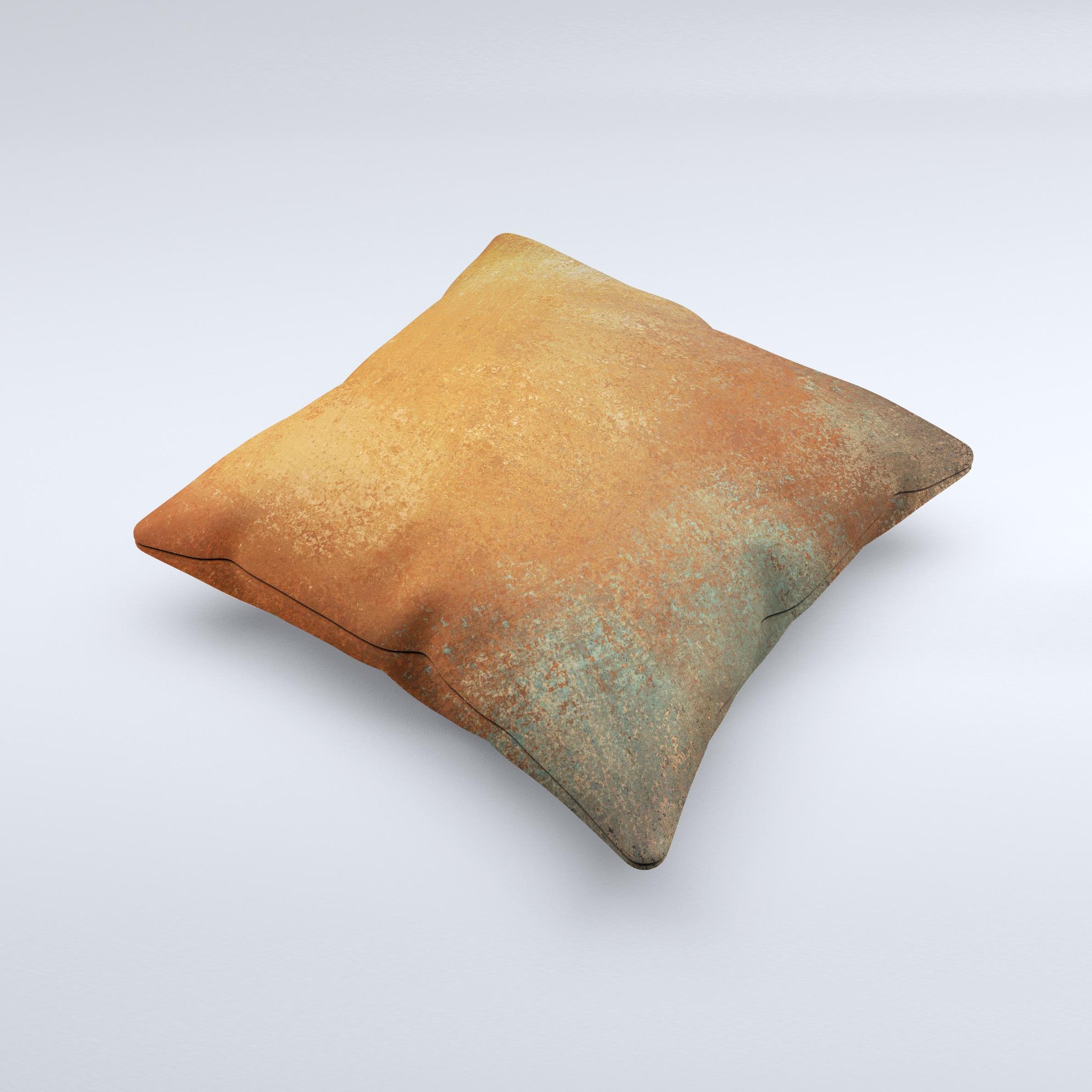 Dusty burnt orange decorative throw pillow with unique hand-printed design, showcasing high-quality fabric and craftsmanship.