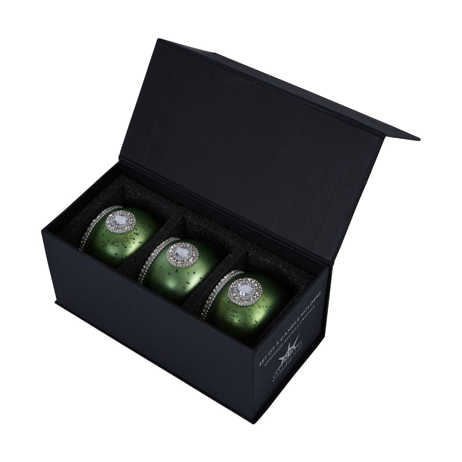 Set of 3 handmade Austrian crystal goblet candle holders, elegantly designed to enhance home decor.