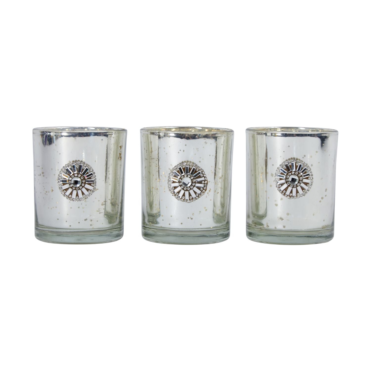 Set of 3 handmade Austrian crystal candle holders in tumbler shape, showcasing elegance and craftsmanship.
