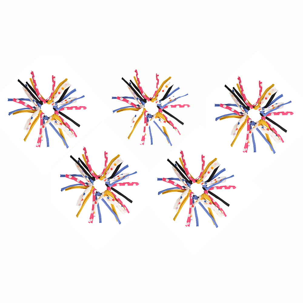 Eco DIY Scrunchie Kit featuring colorful upcycled materials and hair ties for crafting stylish scrunchies.