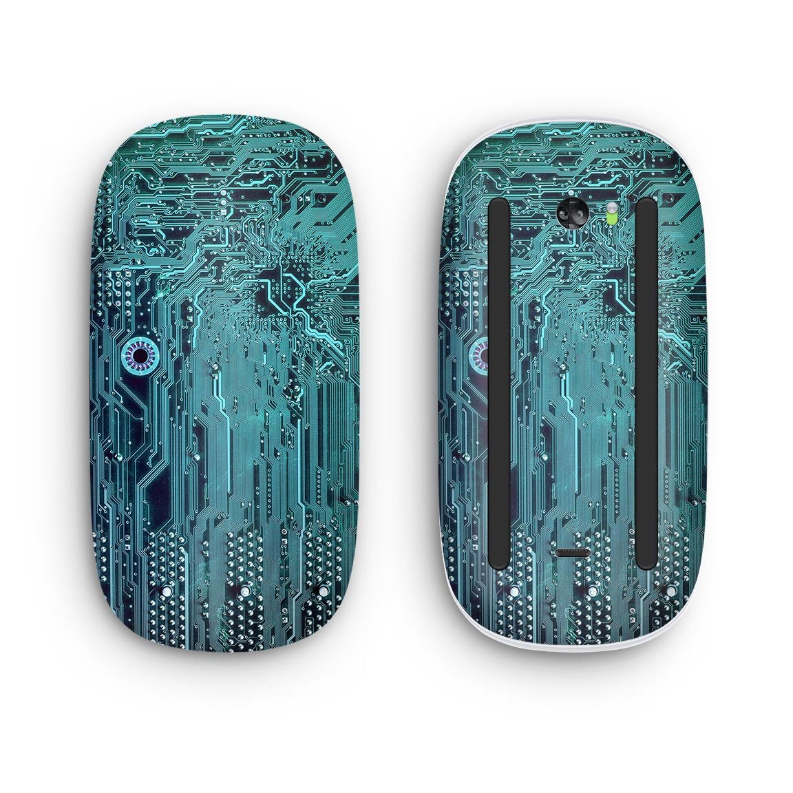 Electric Circuit Board V5 skin decal wrap kit for Apple Magic Mouse, showcasing a vibrant circuit design with a soft-touch matte finish.