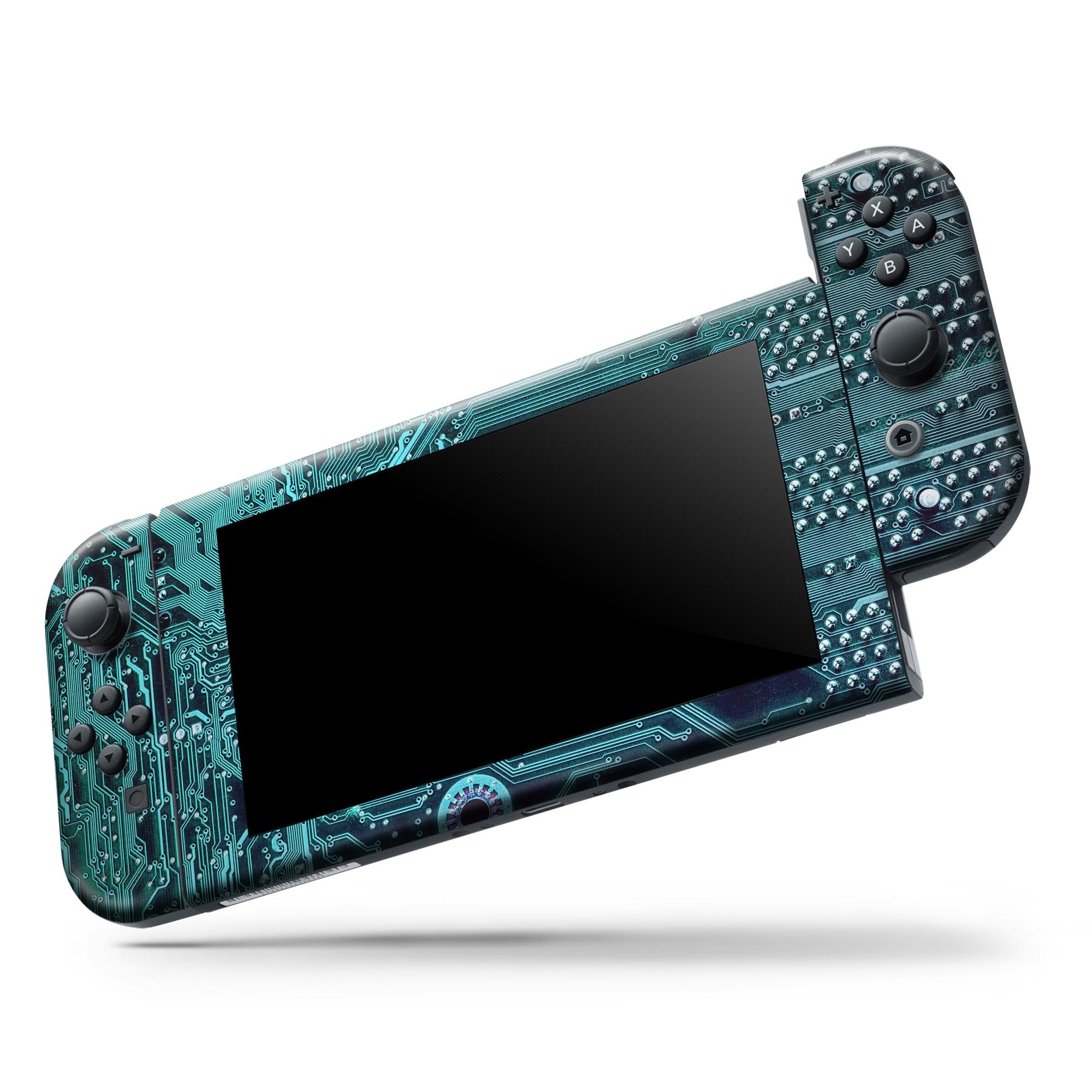 Electric Circuit Board V5 skin decal wrap kit for Nintendo Switch, showcasing a vibrant design and soft-touch matte finish.