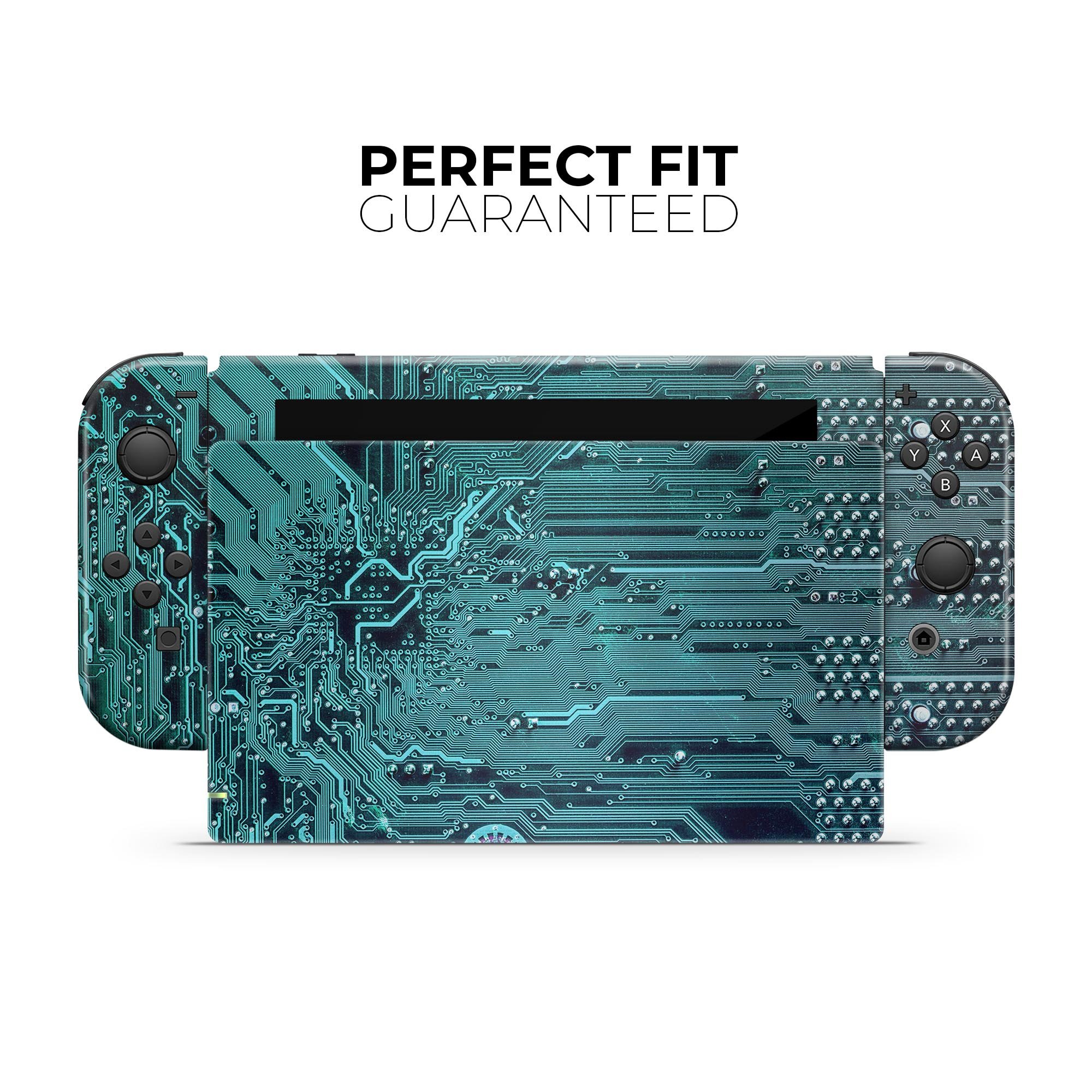 Electric Circuit Board V5 skin decal wrap kit for Nintendo Switch, showcasing a vibrant design and soft-touch matte finish.