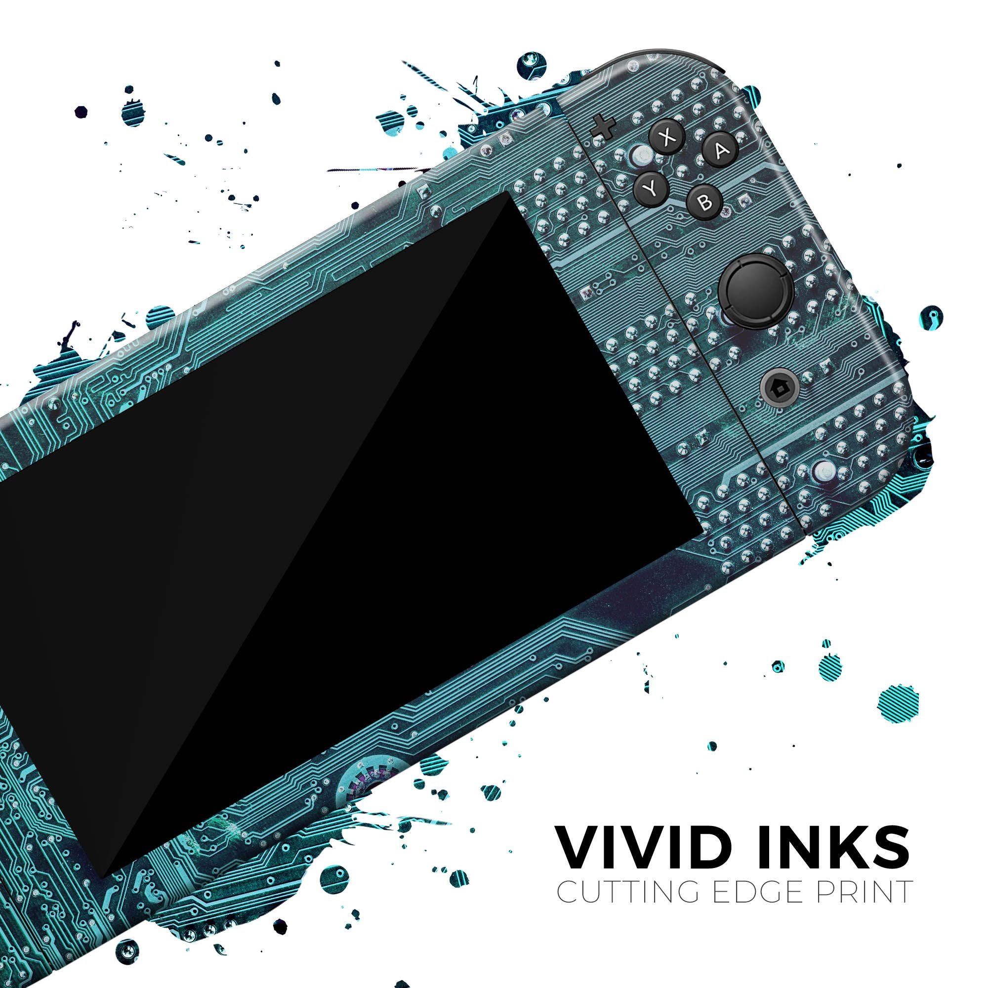 Electric Circuit Board V5 skin decal wrap kit for Nintendo Switch, showcasing a vibrant design and soft-touch matte finish.
