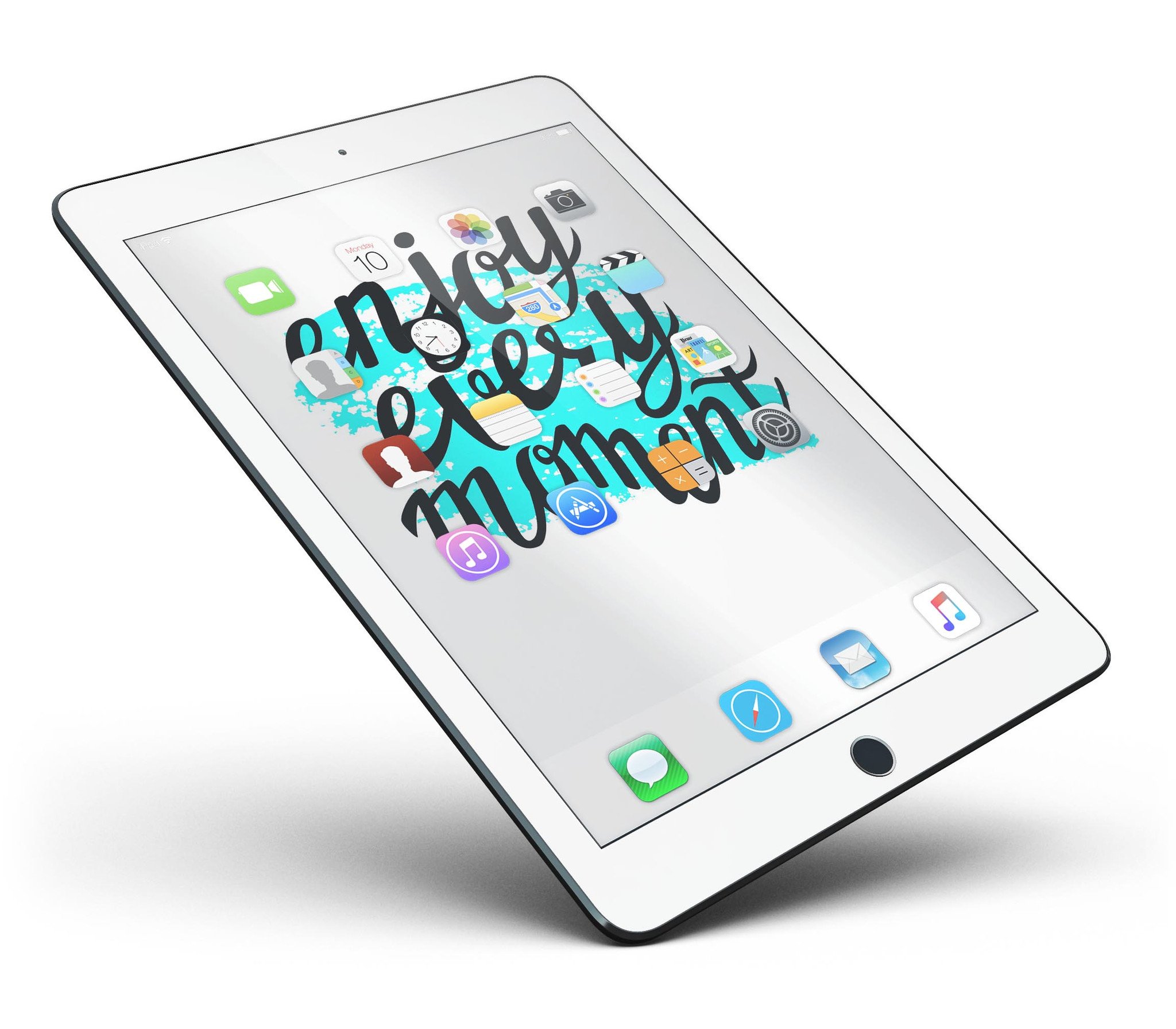 Enjoy Every Moment Full Body Skin for iPad Pro, showcasing a stylish design with glossy and matte finish options.