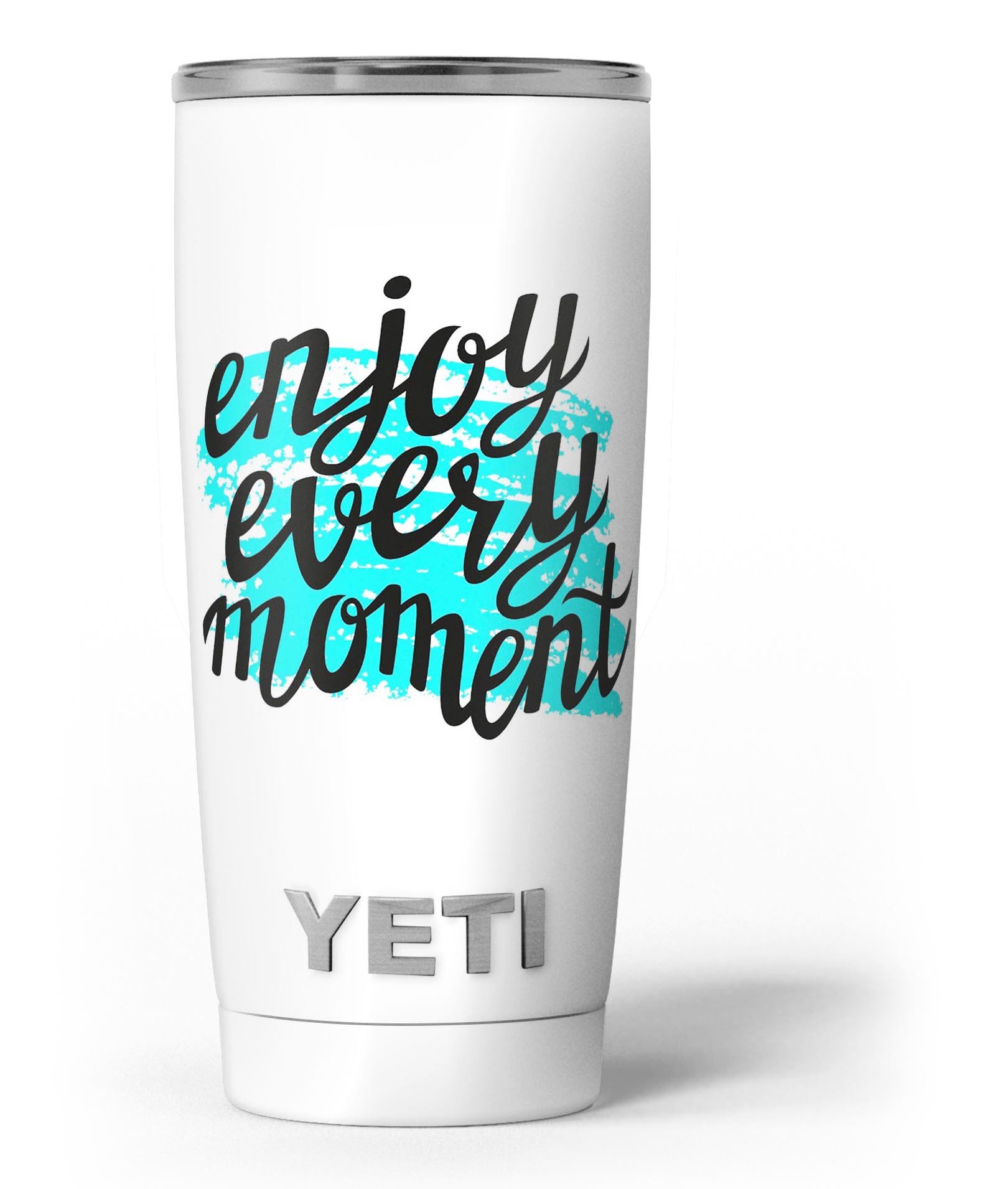Enjoy Every Moment Skin Decal Vinyl Wrap Kit for Yeti Coolers, showcasing vibrant designs and a perfect fit.