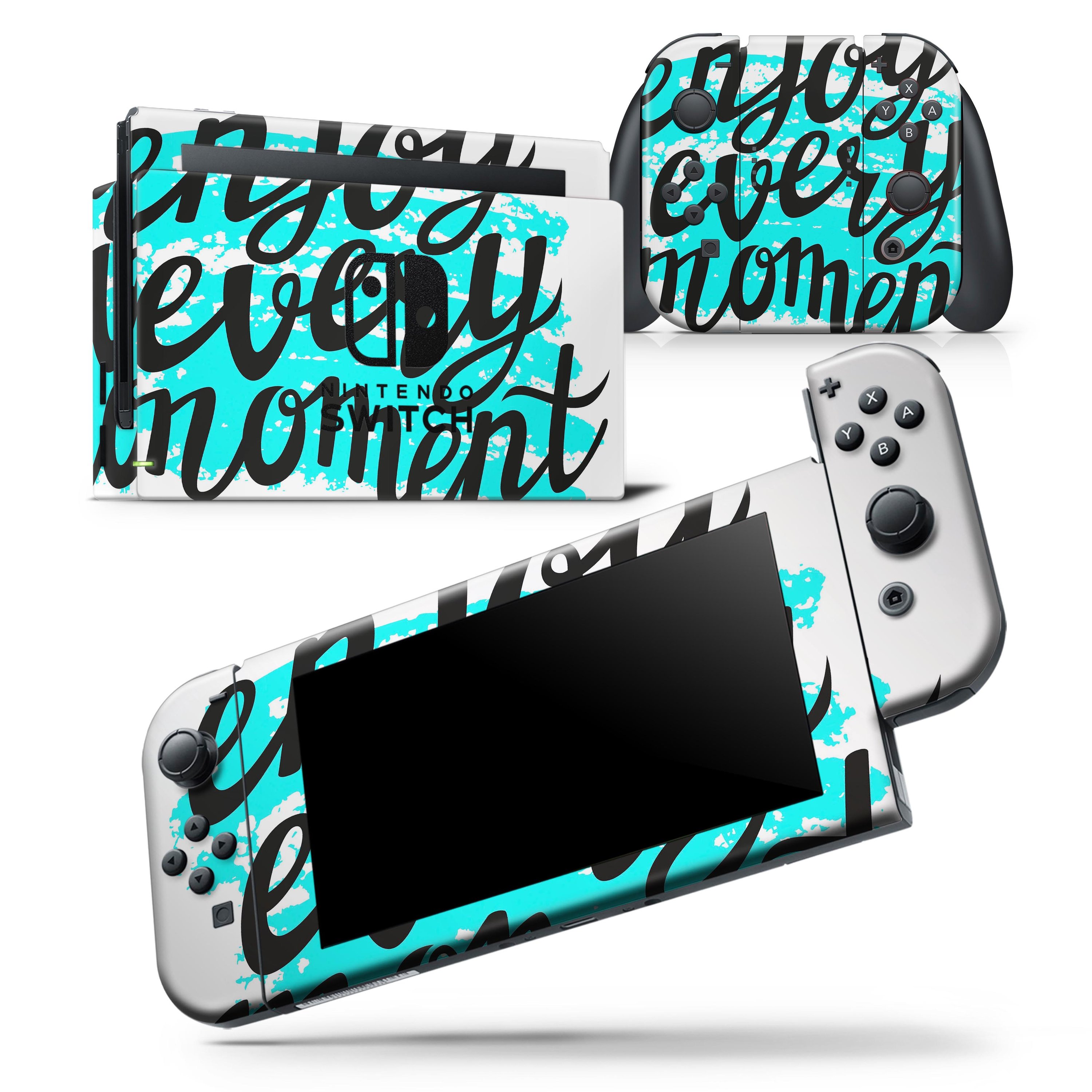 Enjoy Every Moment Skin Wrap Decal for Nintendo Switch Lite, showcasing a vibrant design that fits snugly on the console and controllers.