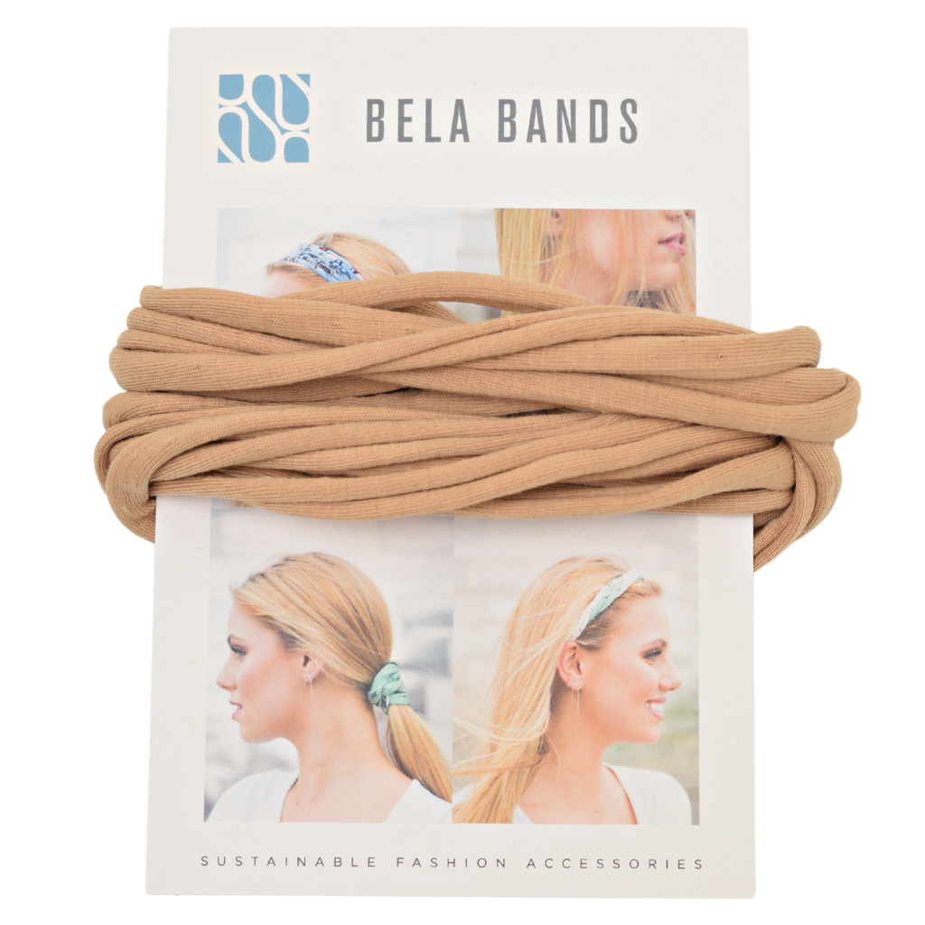 Essential Solid Bela Band Singles in various solid colors, showcasing their versatility as a headband and bracelet.
