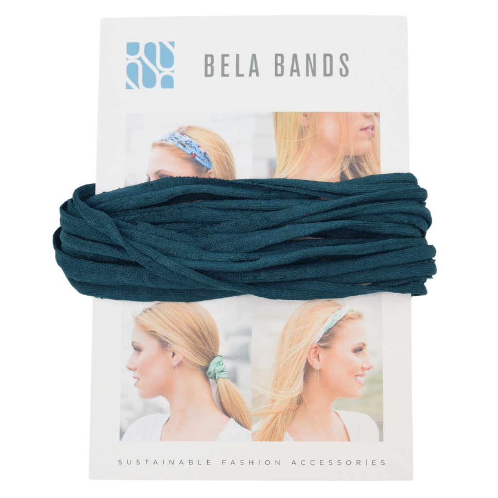 Essential Solid Bela Band Singles in various solid colors, showcasing their versatility as a headband and bracelet.