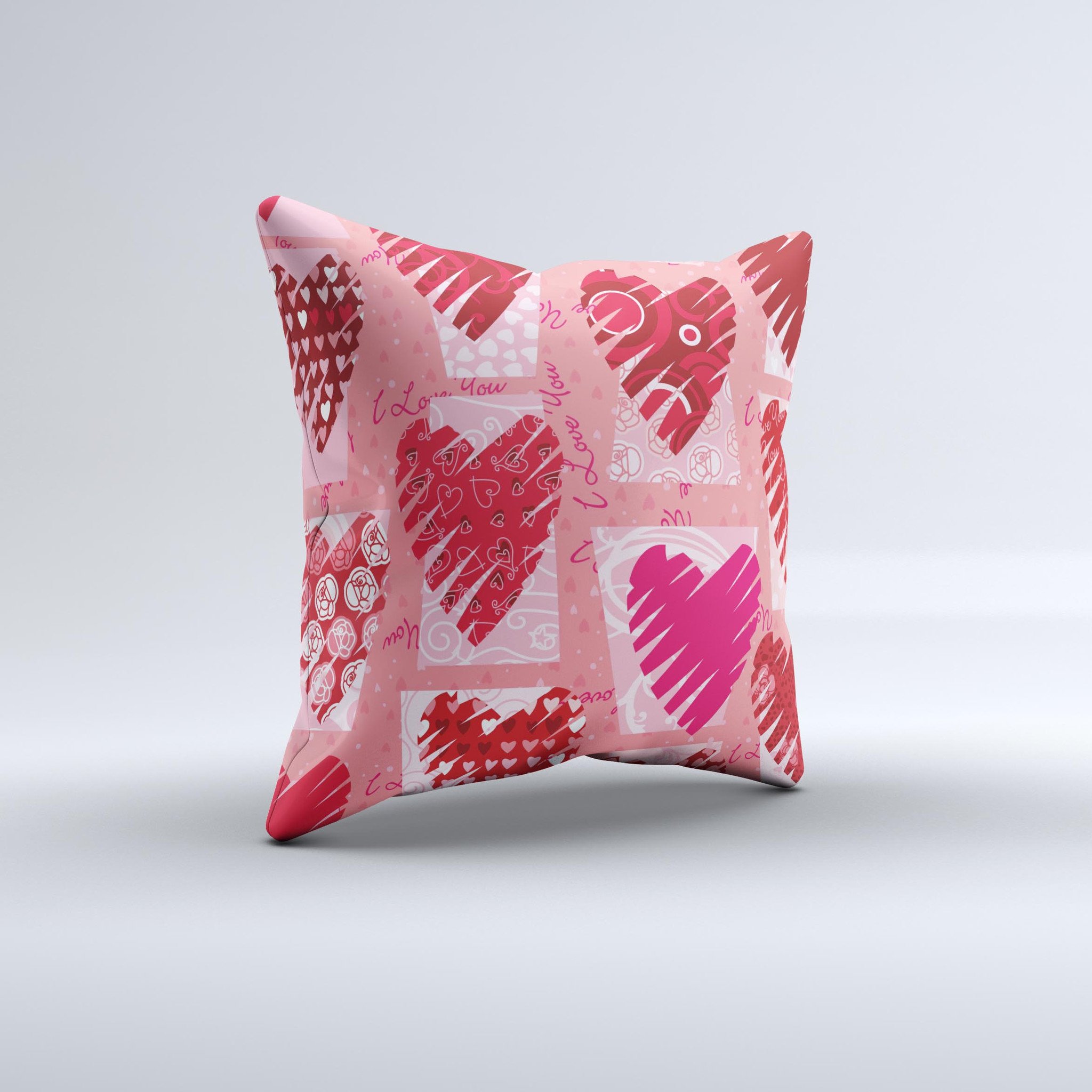 Etched Heart Layer Pattern decorative throw pillow with intricate design, handcrafted in Virginia, showcasing high-quality fabric and unique imperfections.