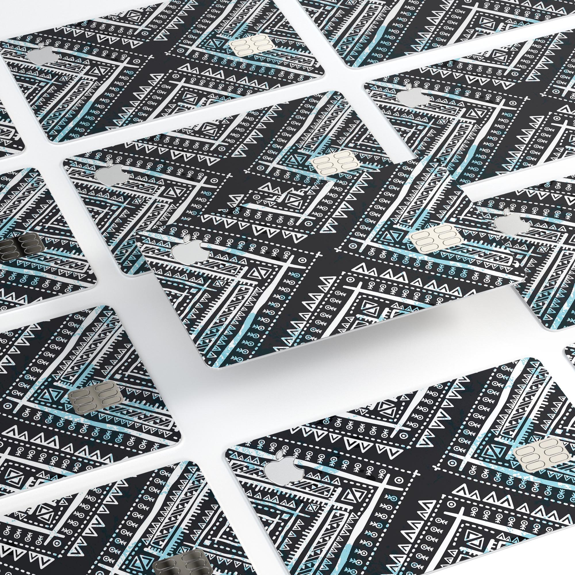 Ethnic Aztec Navy Point decal skin for Apple Card, showcasing intricate design and premium vinyl material.