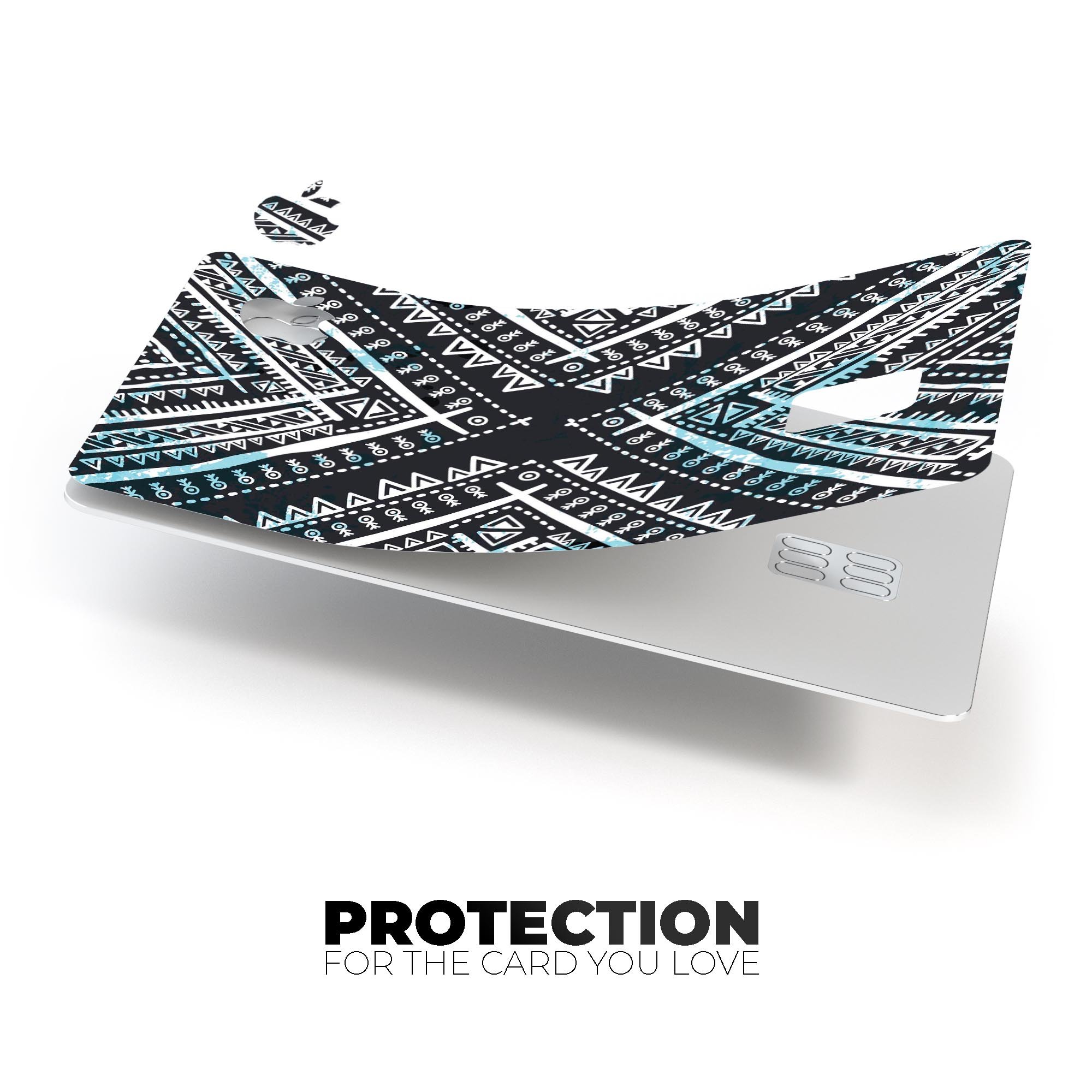Ethnic Aztec Navy Point decal skin for Apple Card, showcasing intricate design and premium vinyl material.