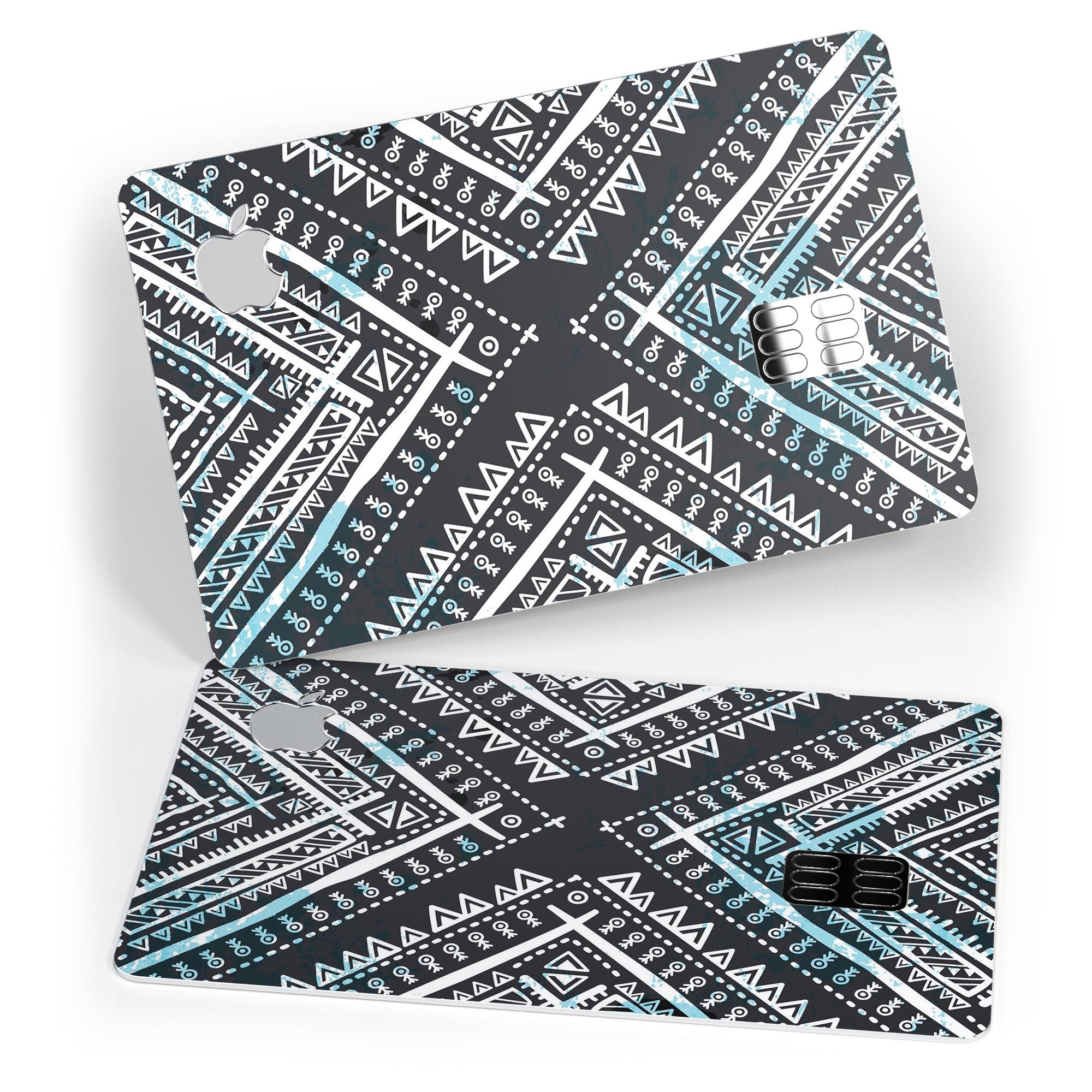 Ethnic Aztec Navy Point decal skin for Apple Card, showcasing intricate design and premium vinyl material.