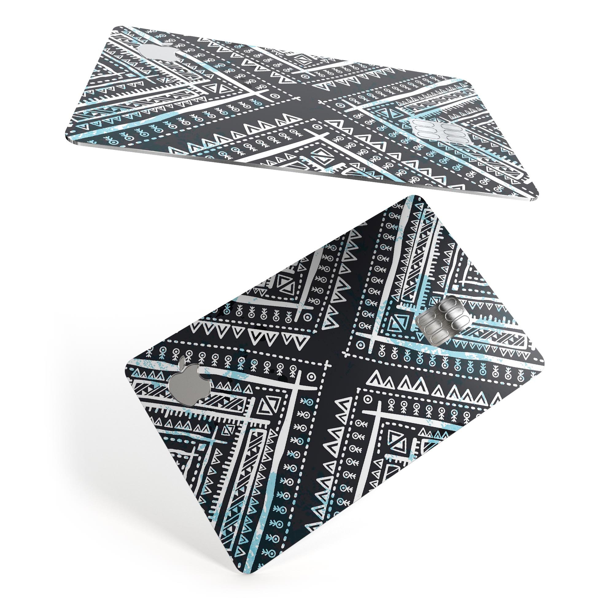 Ethnic Aztec Navy Point decal skin for Apple Card, showcasing intricate design and premium vinyl material.