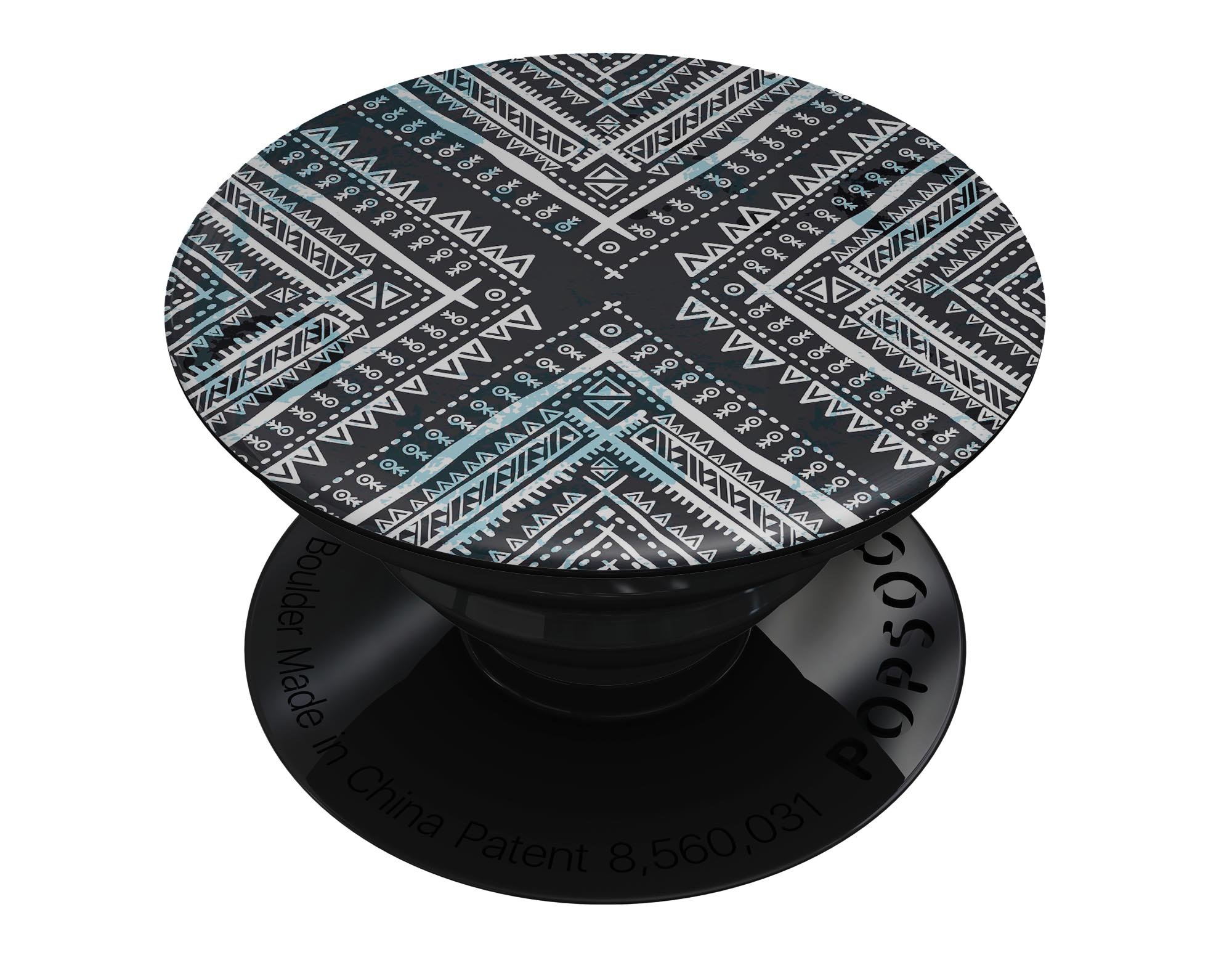 Ethnic Aztec Navy Point Skin Kit for PopSockets, featuring vibrant Aztec patterns on a durable vinyl material.