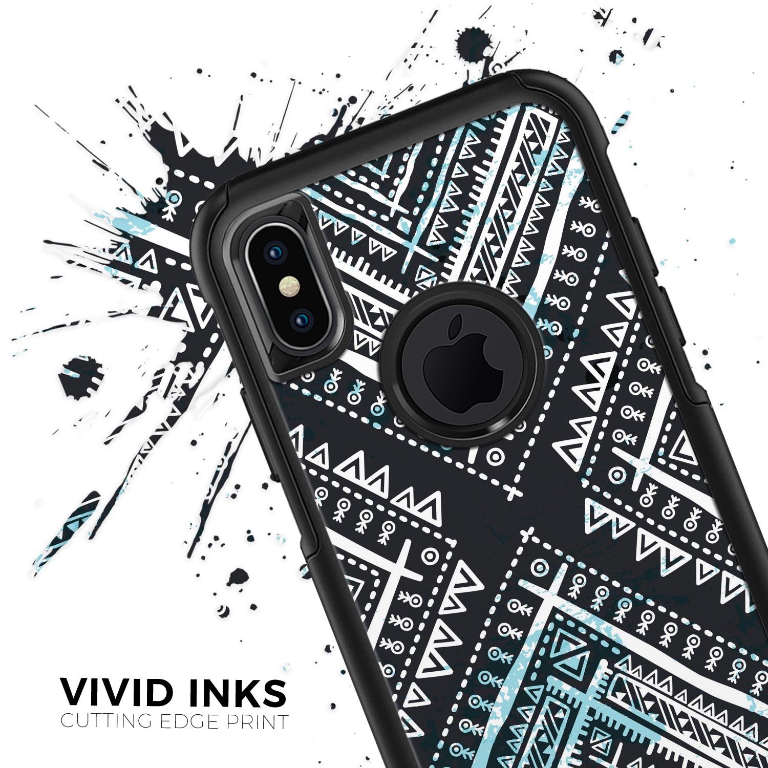 Ethnic Aztec Navy Point Skin Kit for iPhone OtterBox Cases featuring intricate patterns and premium materials.