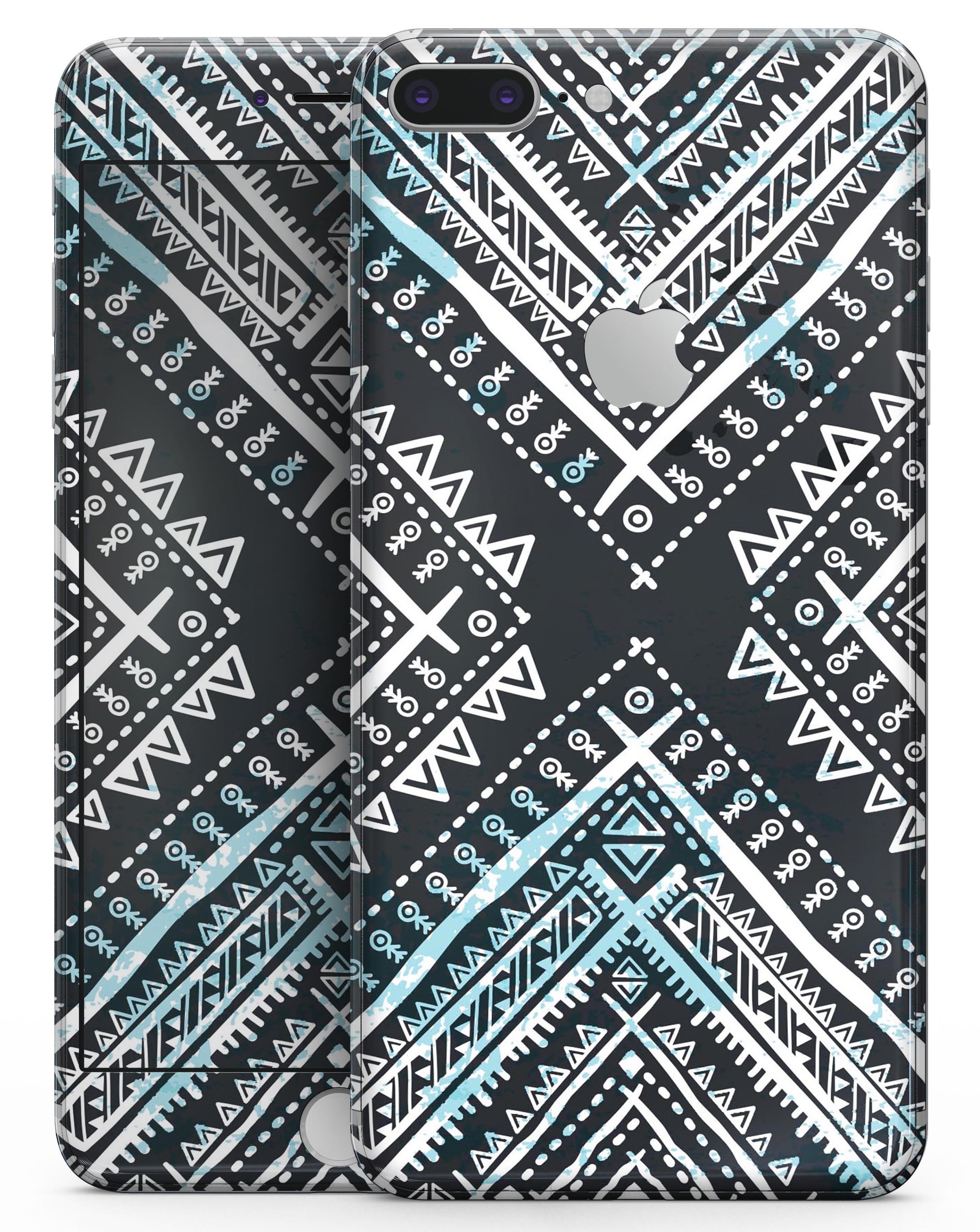 Ethnic Aztec Navy Point skin for iPhone 8 and 8 Plus, showcasing vibrant colors and intricate design.