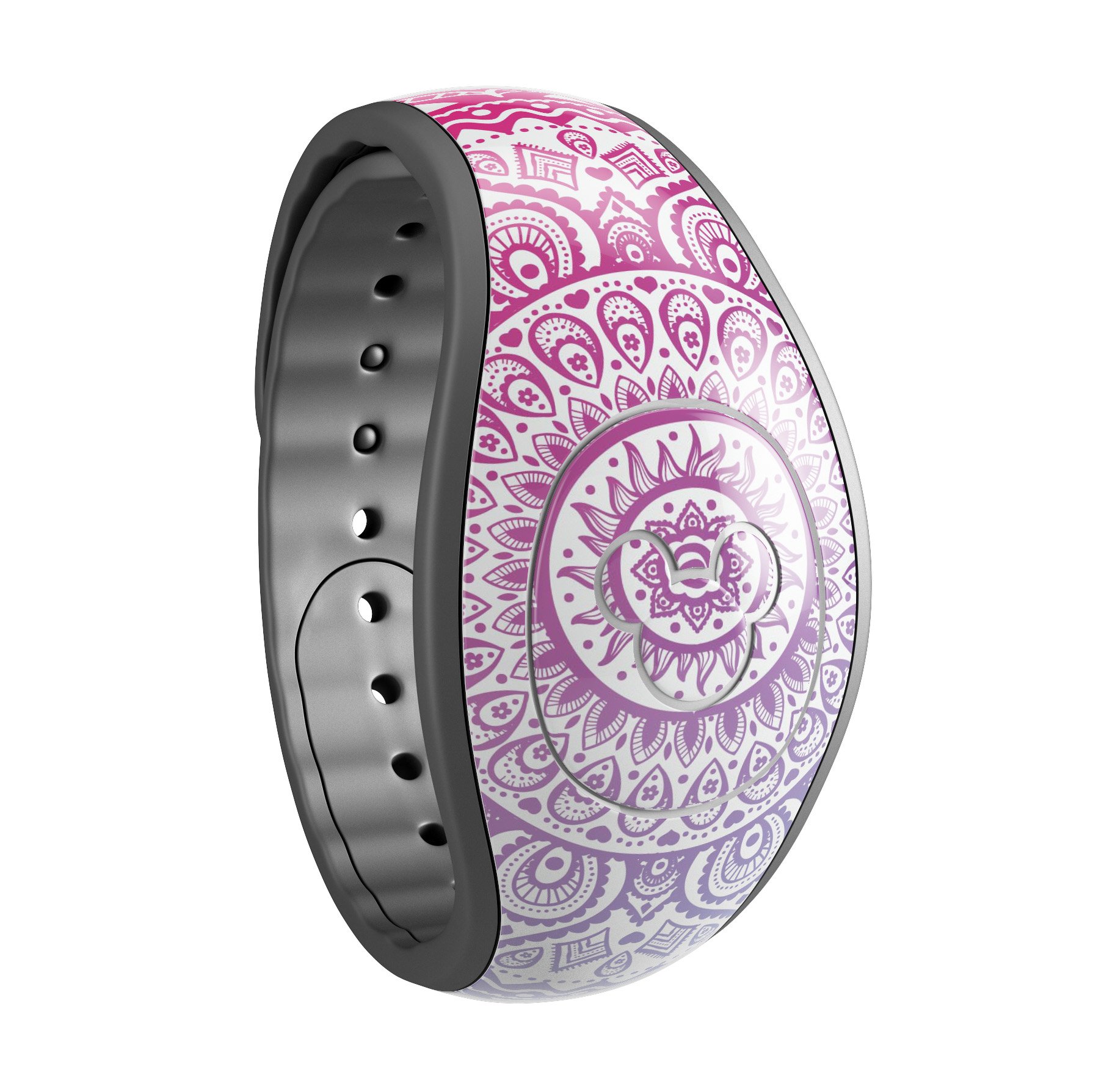 Ethnic Indian Tie-Dye Circle decal skin wrap kit for Disney Magic Band, showcasing vibrant colors and intricate tie-dye patterns.