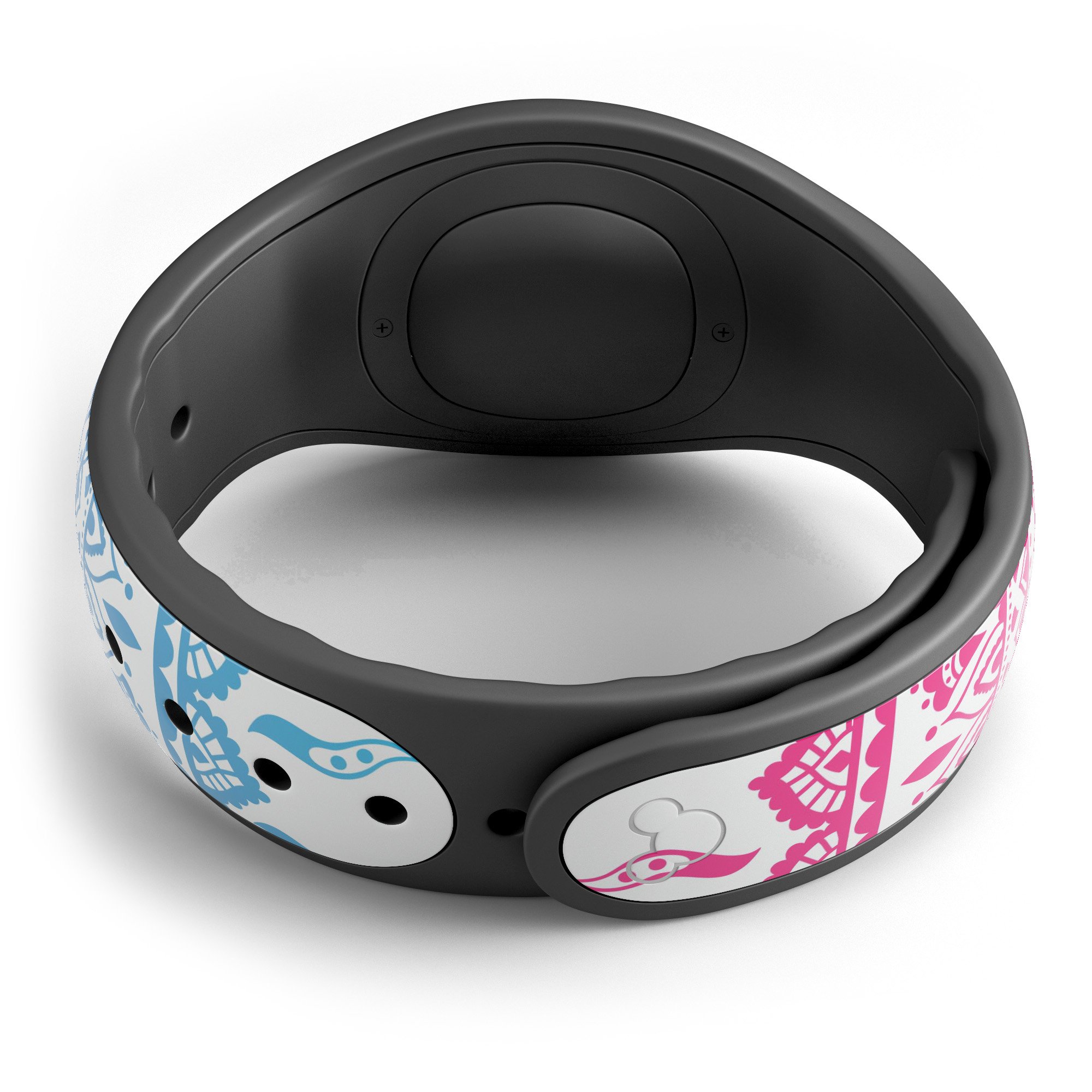 Ethnic Indian Tie-Dye Circle decal skin wrap kit for Disney Magic Band, showcasing vibrant colors and intricate tie-dye patterns.