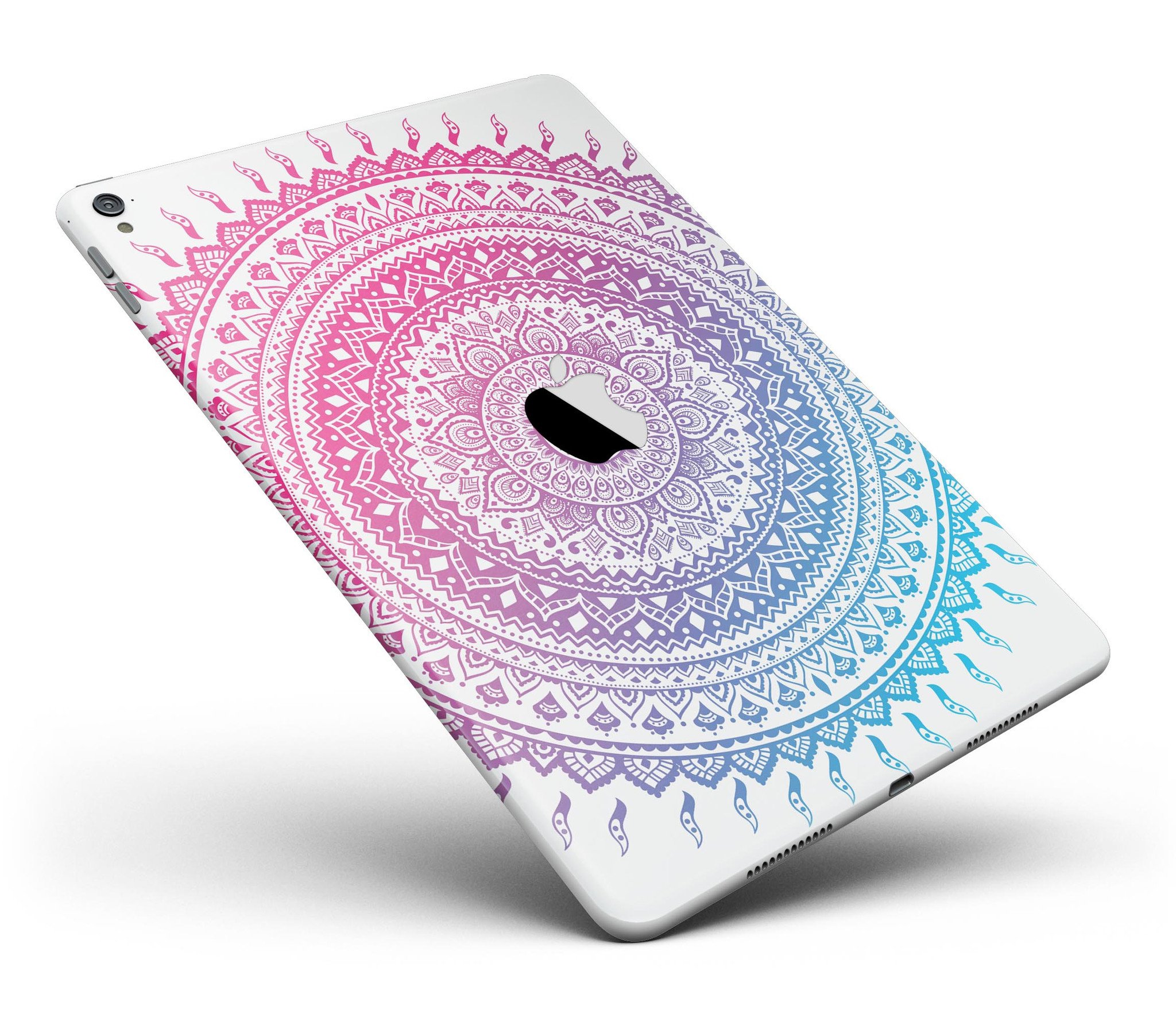 Ethnic Indian Tie-Dye Circle Full Body Skin for iPad Pro, showcasing vibrant colors and intricate patterns on a sleek vinyl surface.